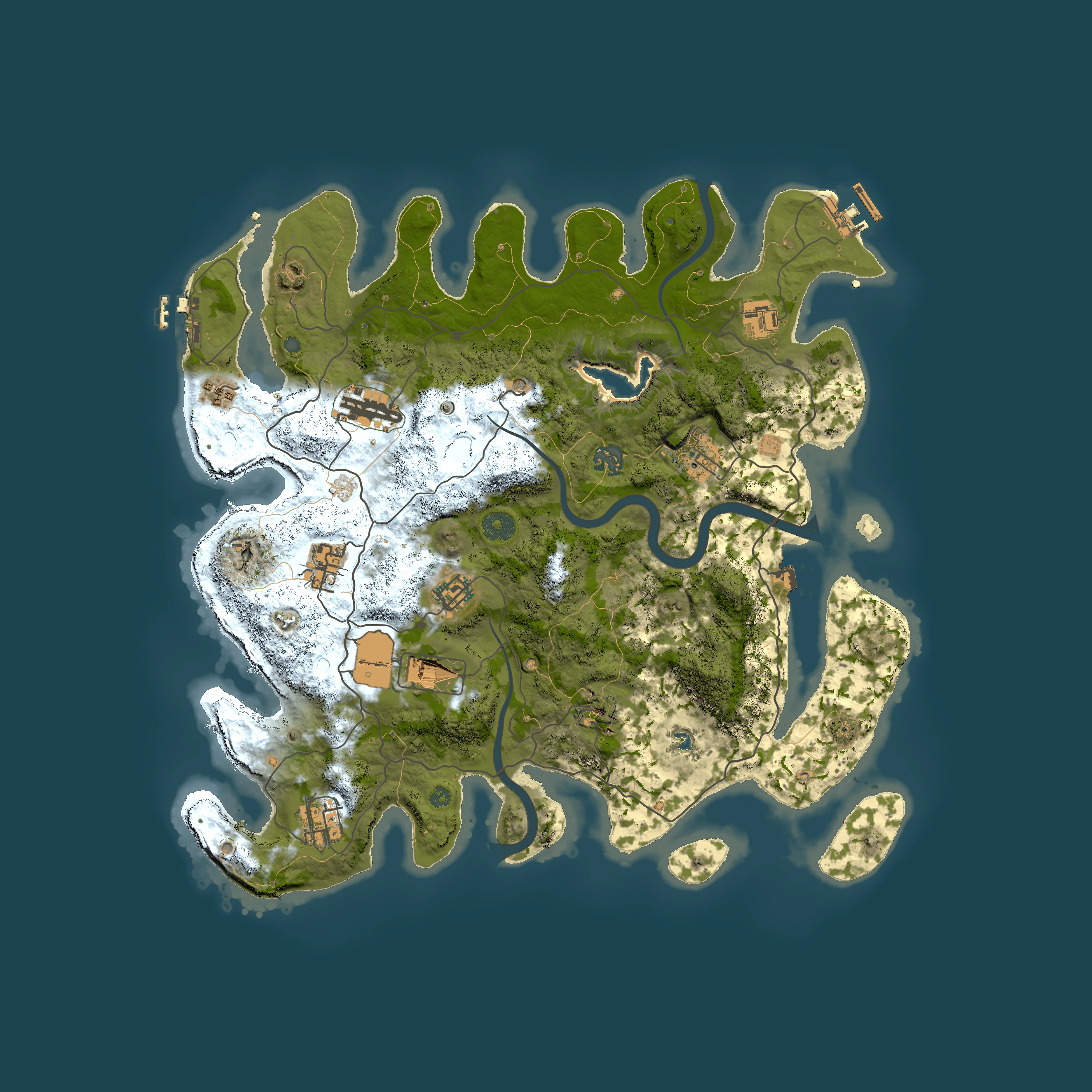 Full top-down render of Rust map seed 124249756, 4000x4000m