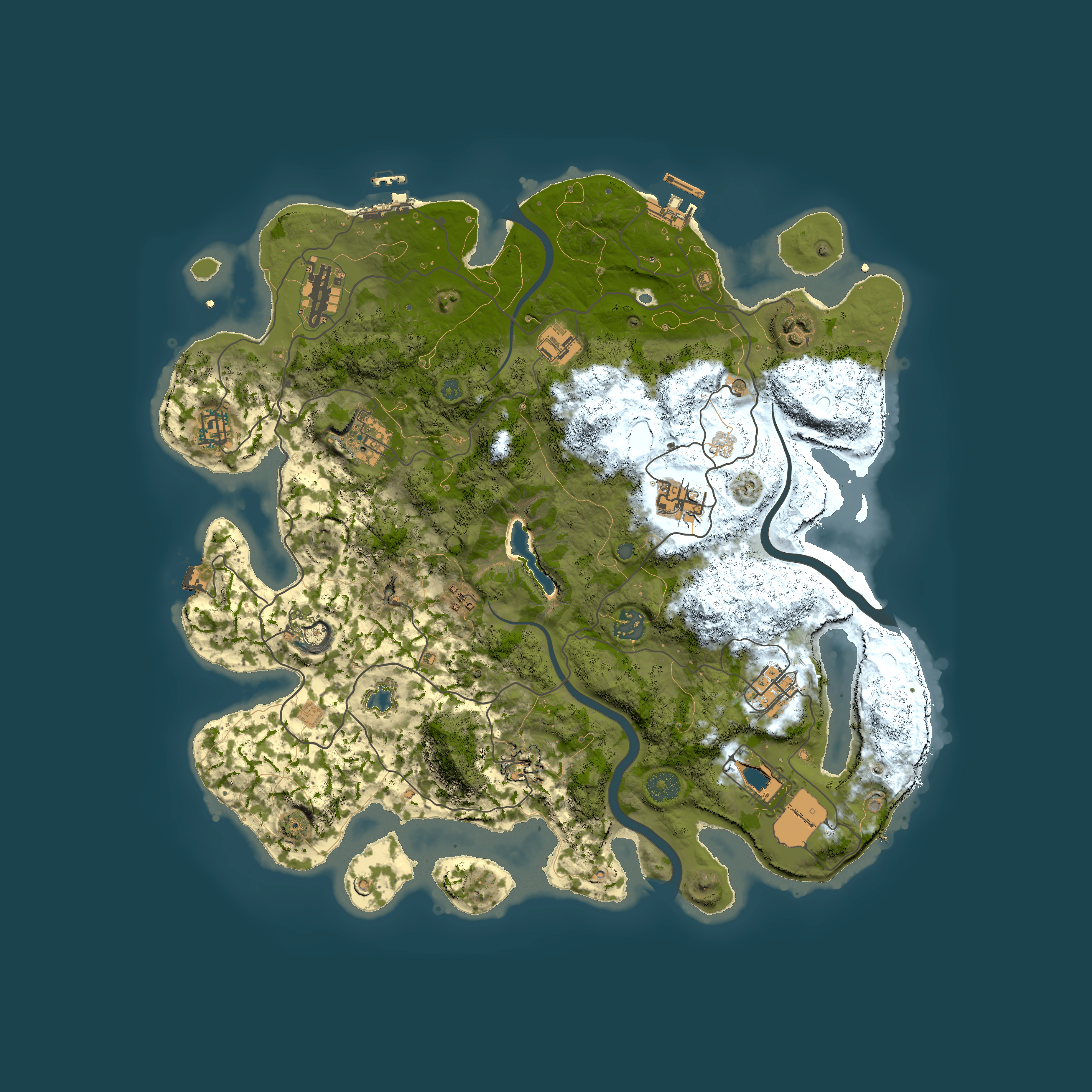 Full top-down render of Rust map seed 1486646609, 4000x4000m