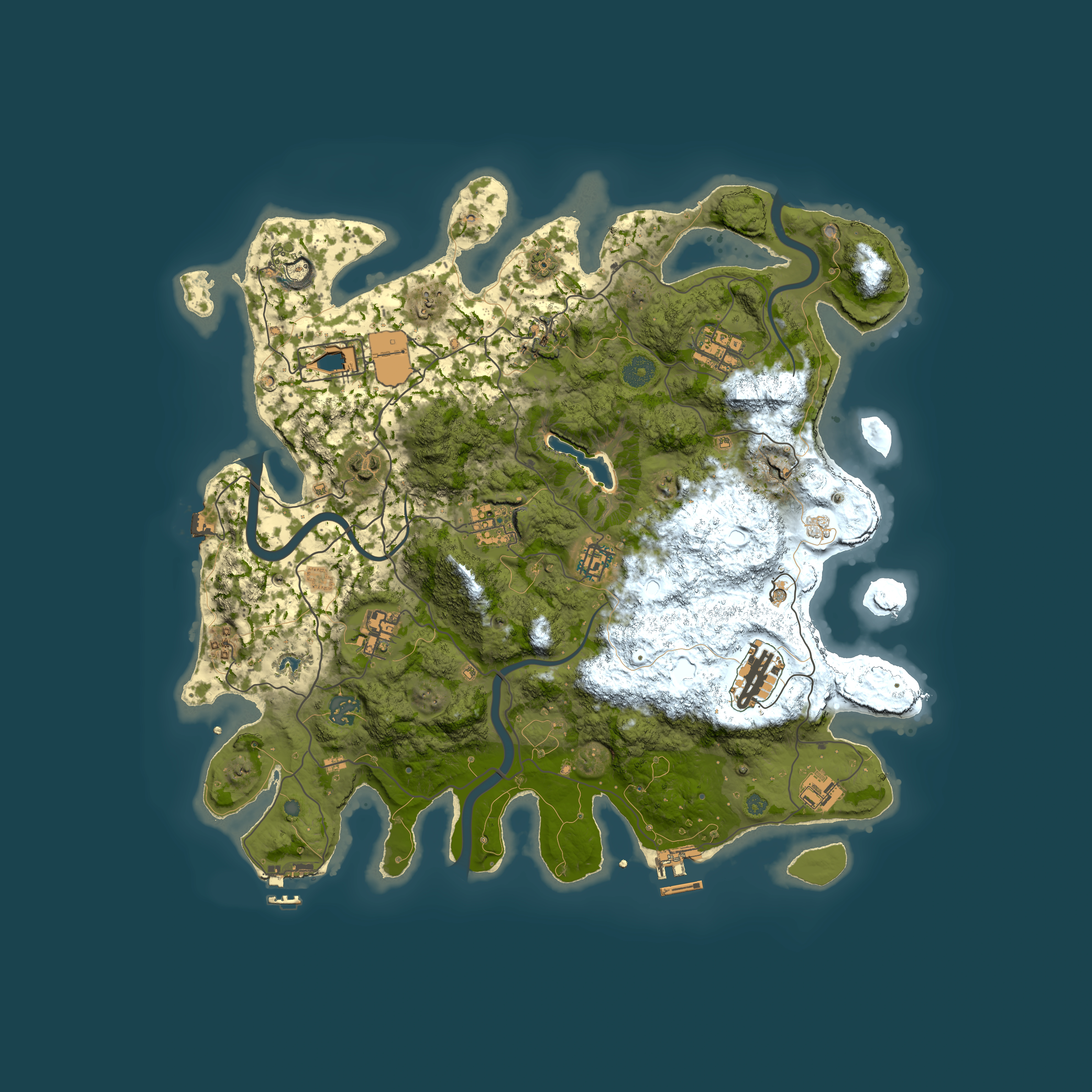 Full top-down render of Rust map seed 1321155523, 4000x4000m