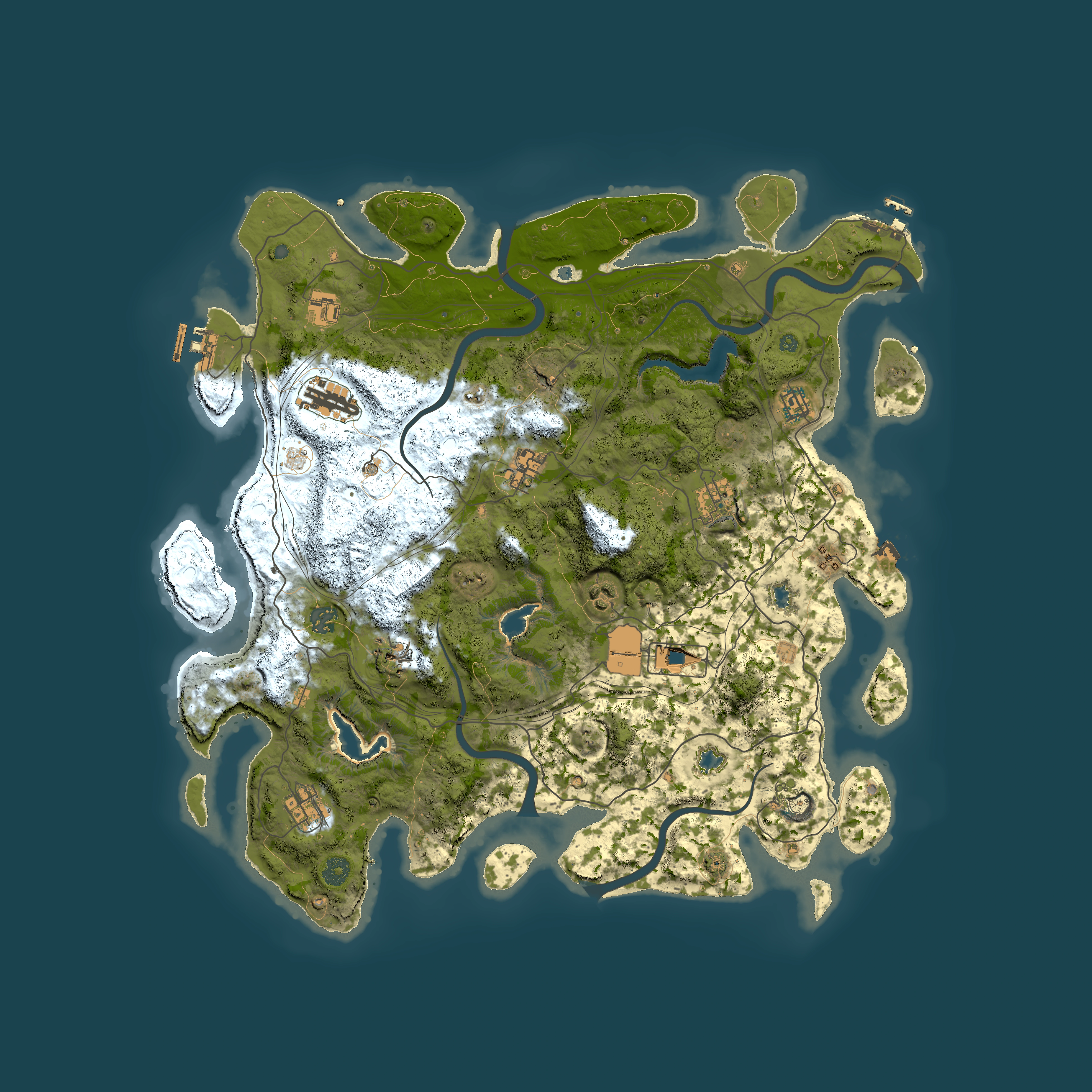 Full top-down render of Rust map seed 832485498, 4500x4500m