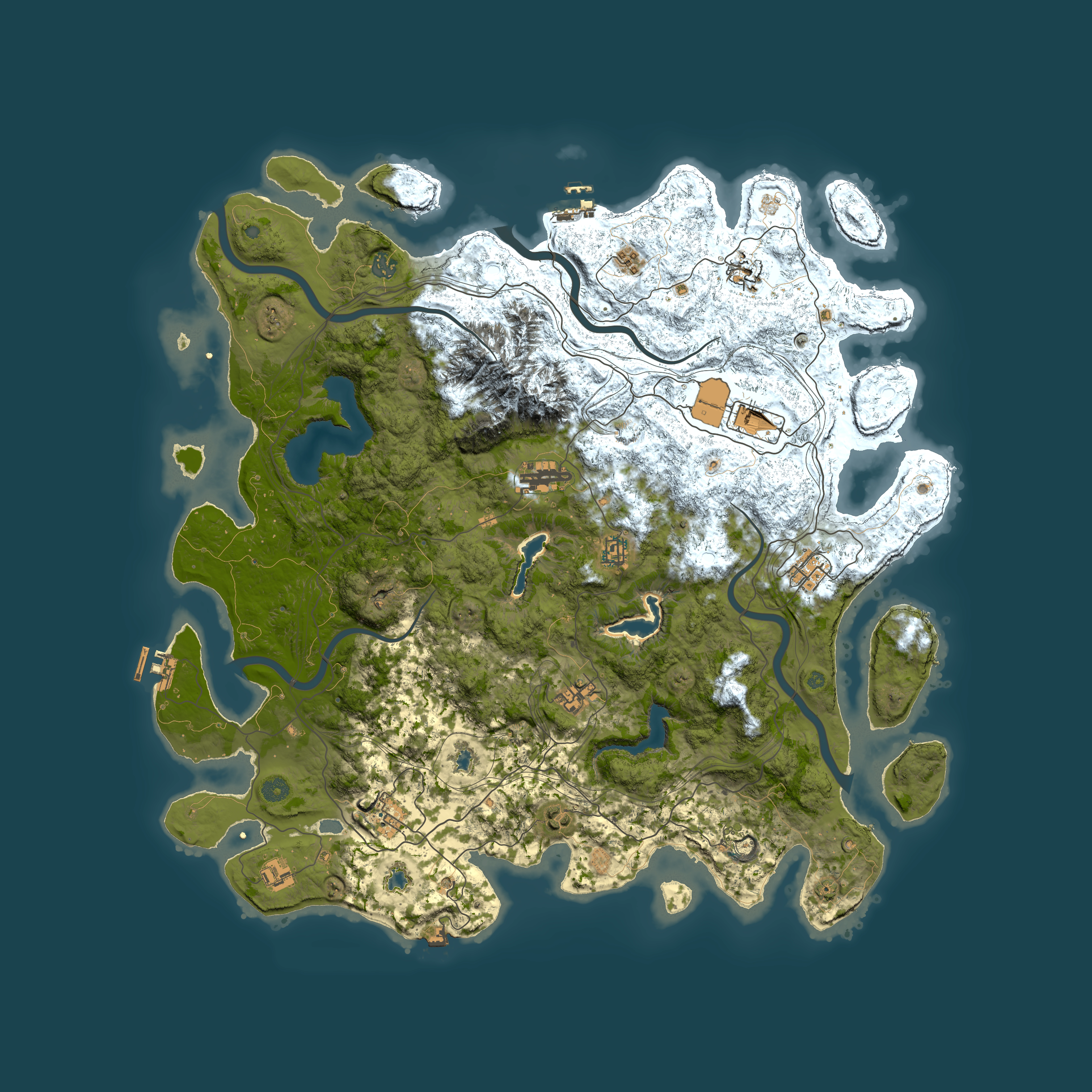 Full top-down render of Rust map seed 1926174474, 5000x5000m