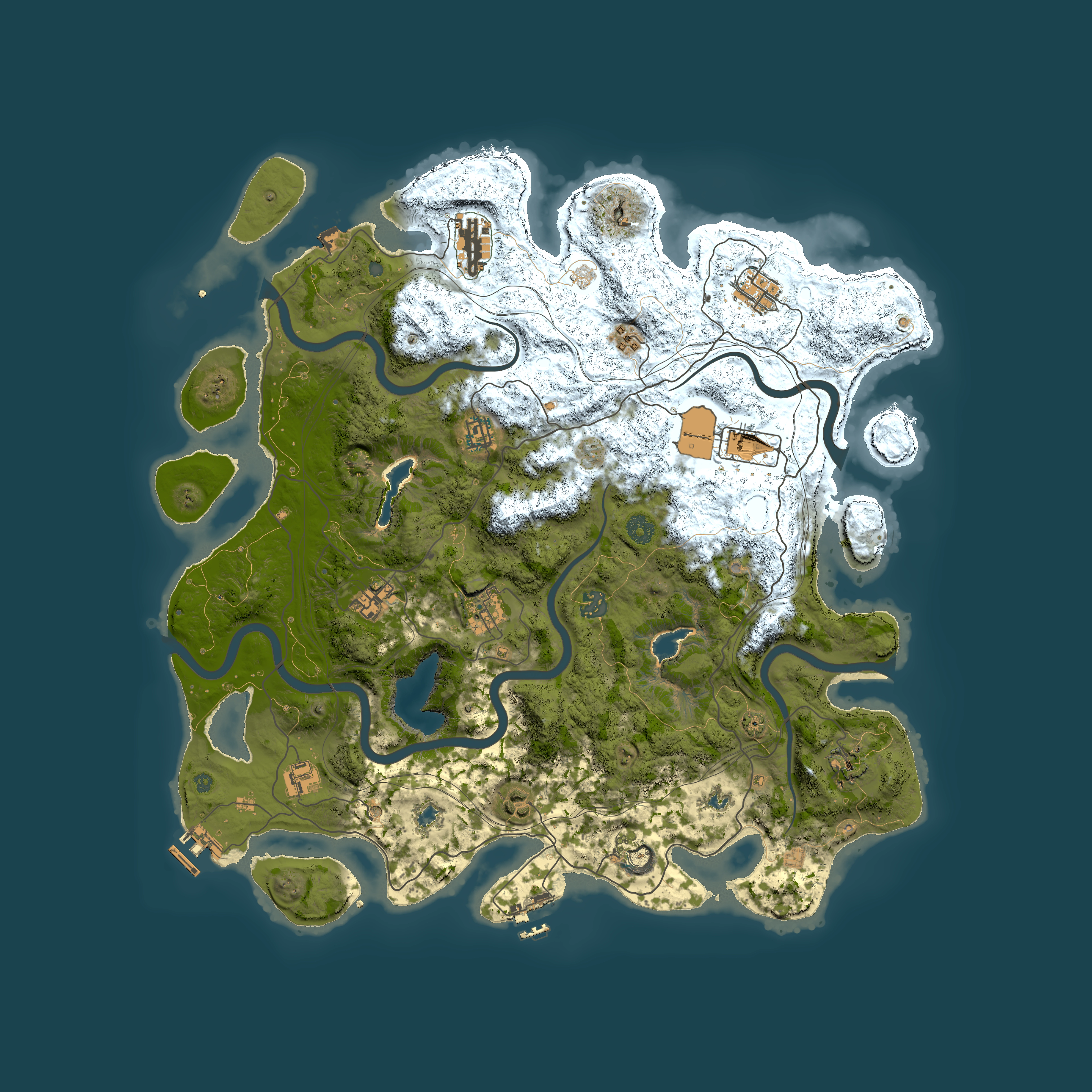 Full top-down render of Rust map seed 1933931501, 4500x4500m