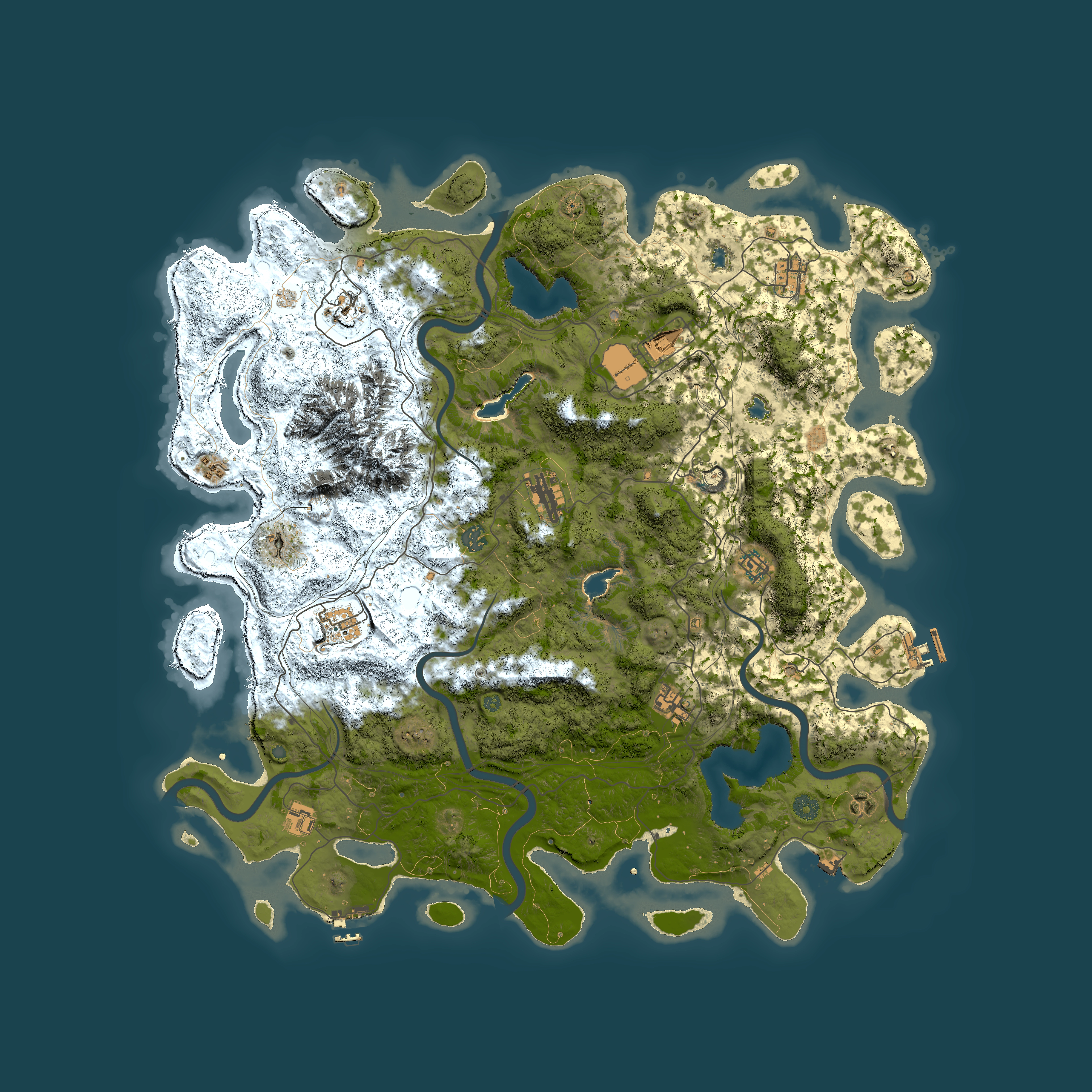 Full top-down render of Rust map seed 1116652111, 5000x5000m