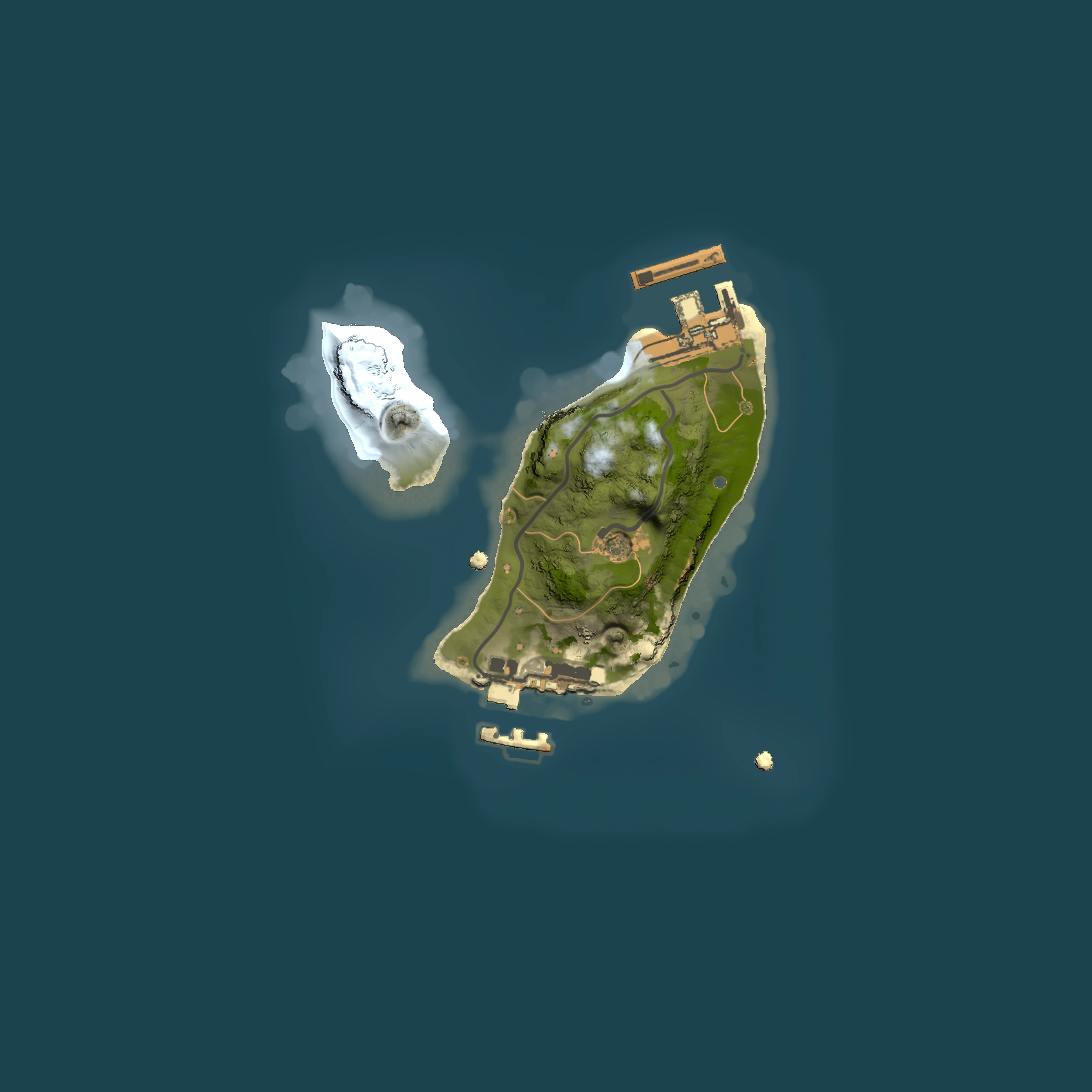 Full top-down render of Rust map seed 1600740472, 1500x1500m
