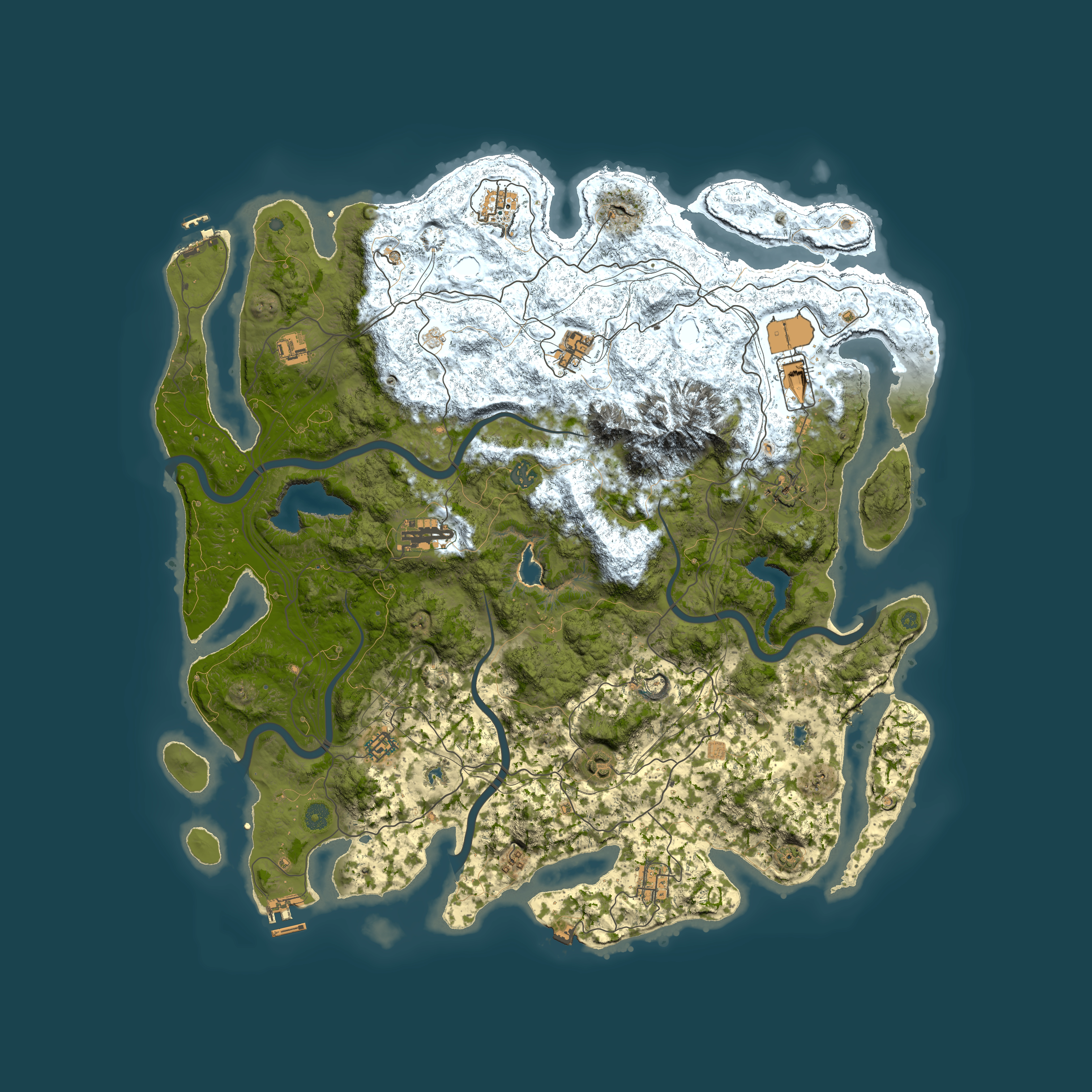 Full top-down render of Rust map seed 939760840, 5000x5000m