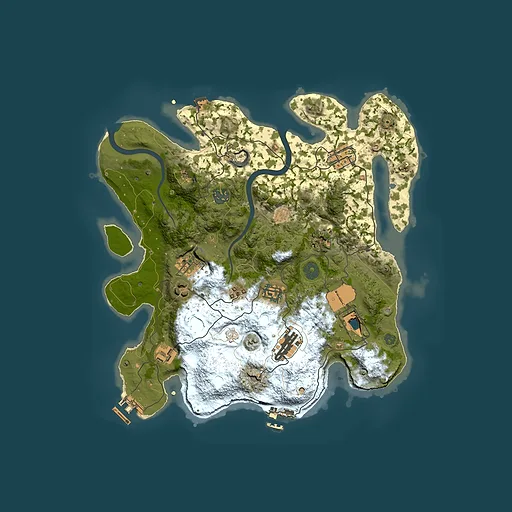 Rust map seed 1304642841, 3500x3500m top-down preview