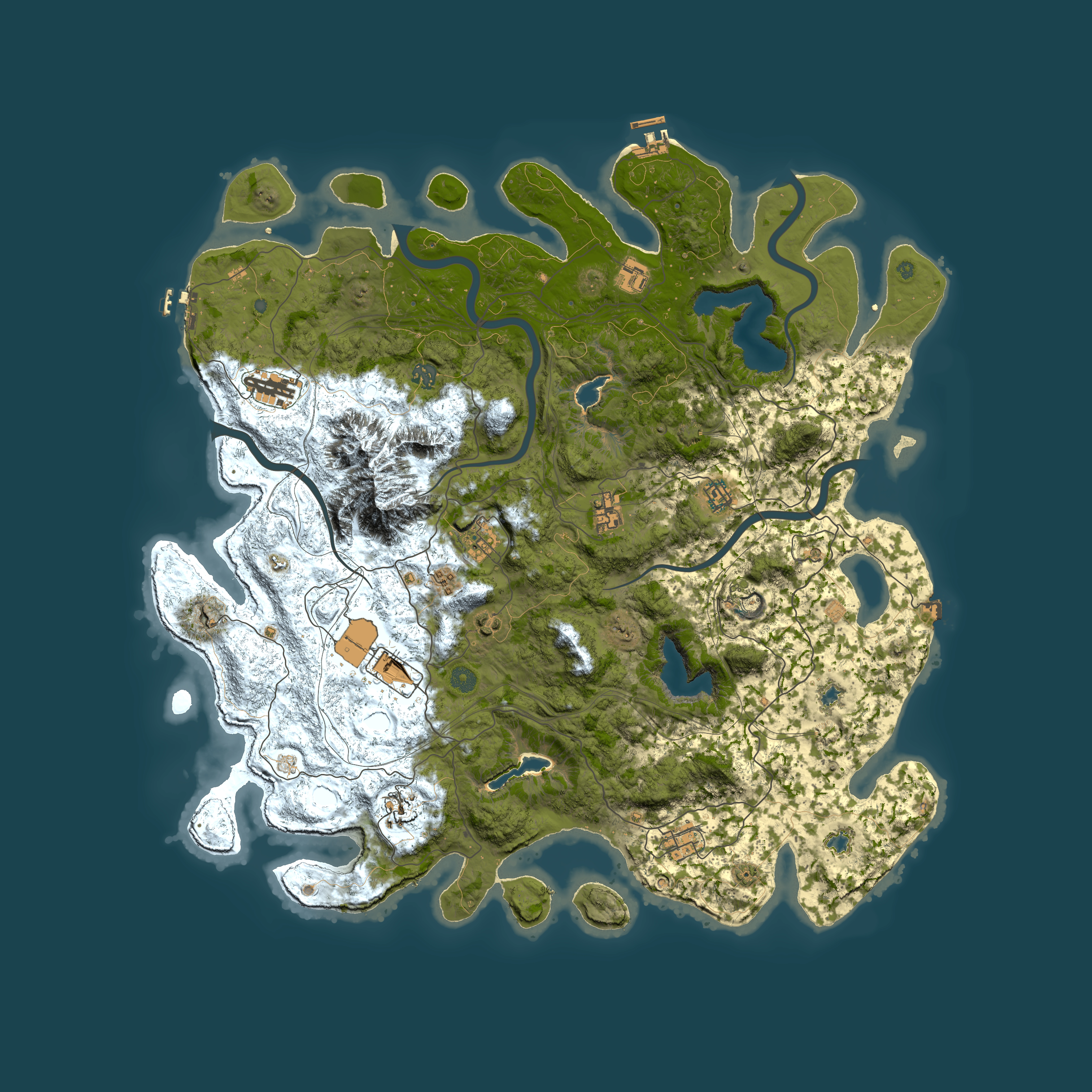 Full top-down render of Rust map seed 305583847, 5000x5000m