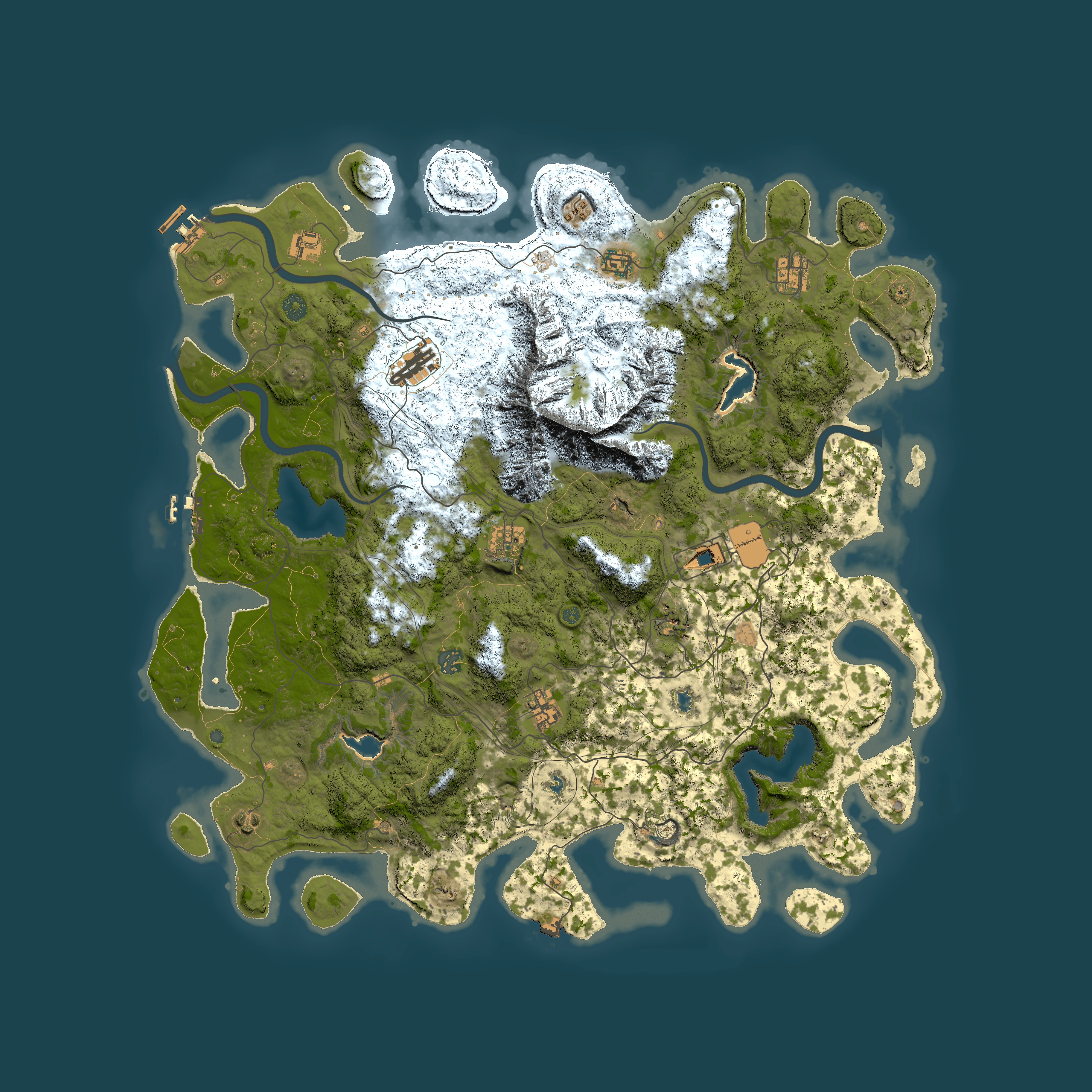 Full top-down render of Rust map seed 123456789, 5000x5000m