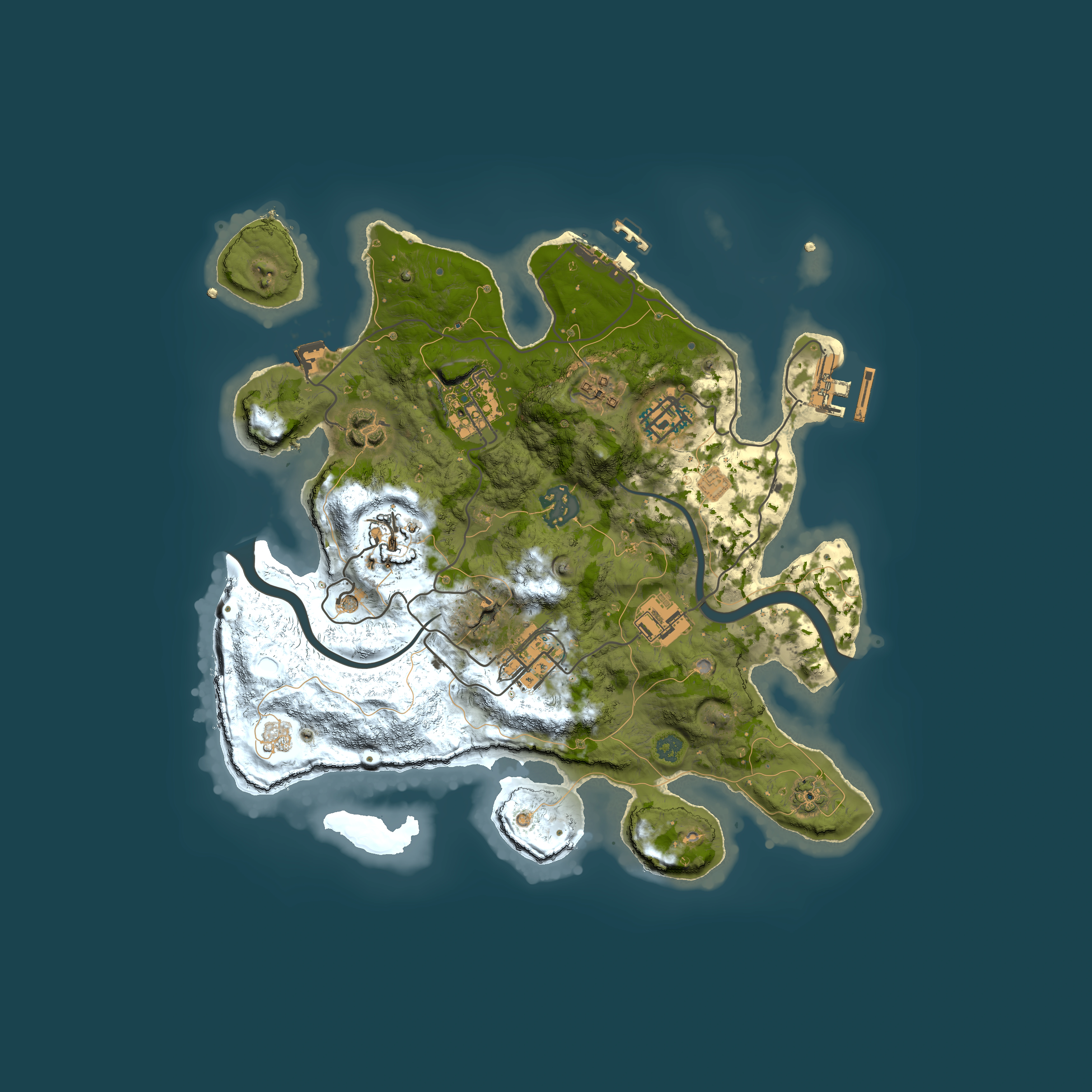 Full top-down render of Rust map seed 1916571980, 3000x3000m