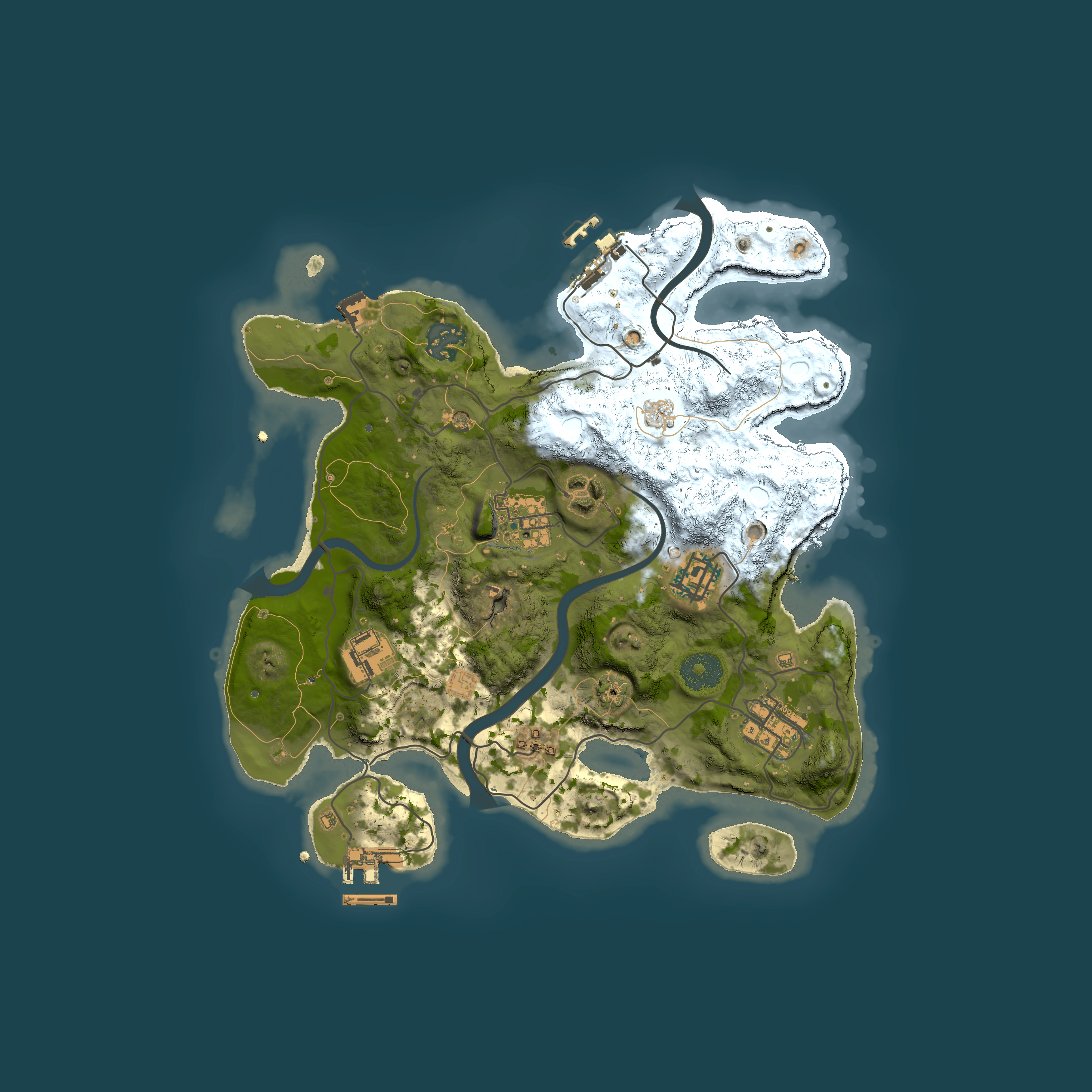 Full top-down render of Rust map seed 1001462646, 3000x3000m