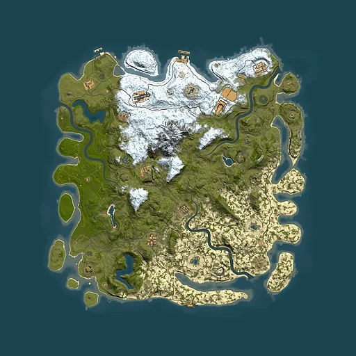 Rust map seed 1627950928, 5000x5000m top-down preview