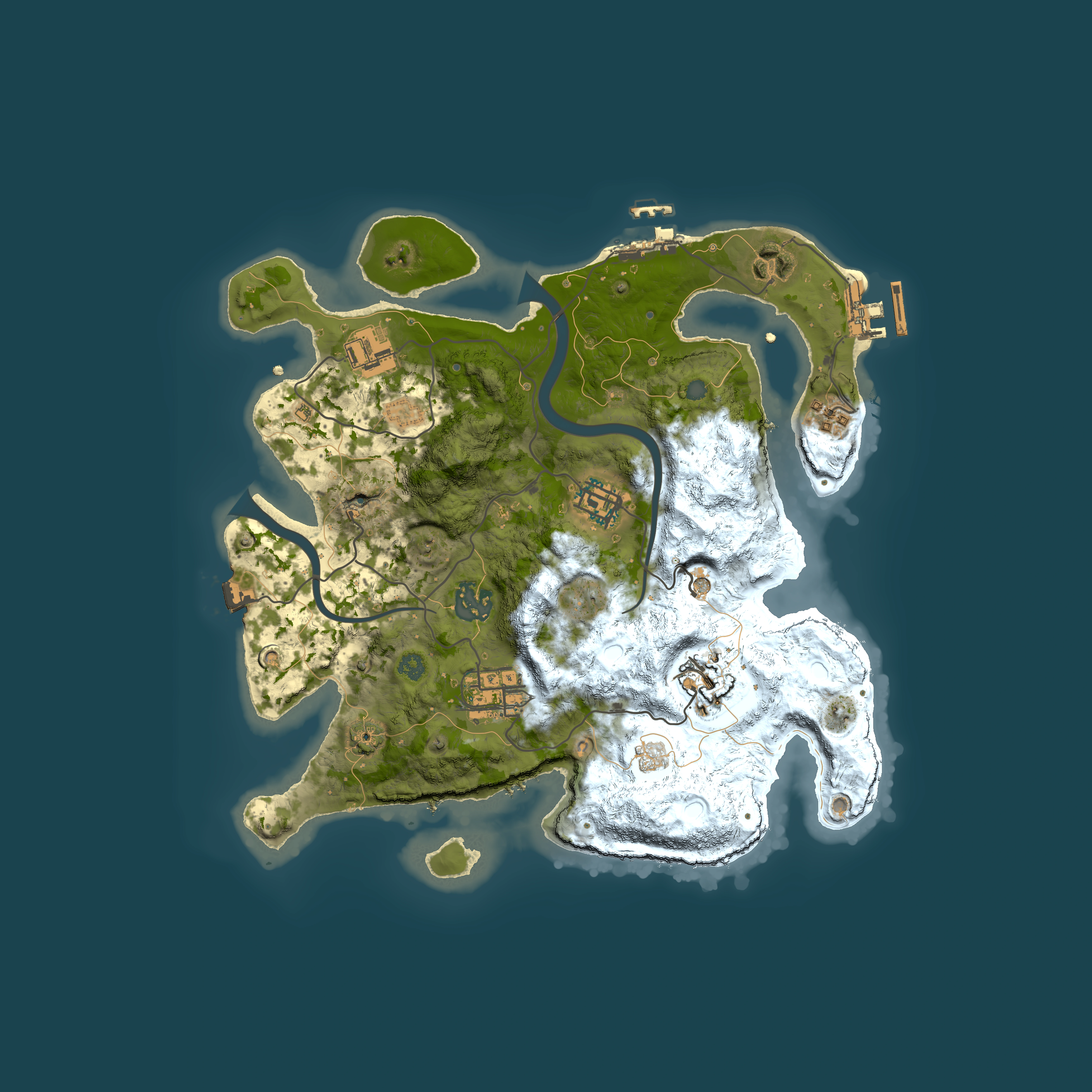 Full top-down render of Rust map seed 38135078, 3000x3000m