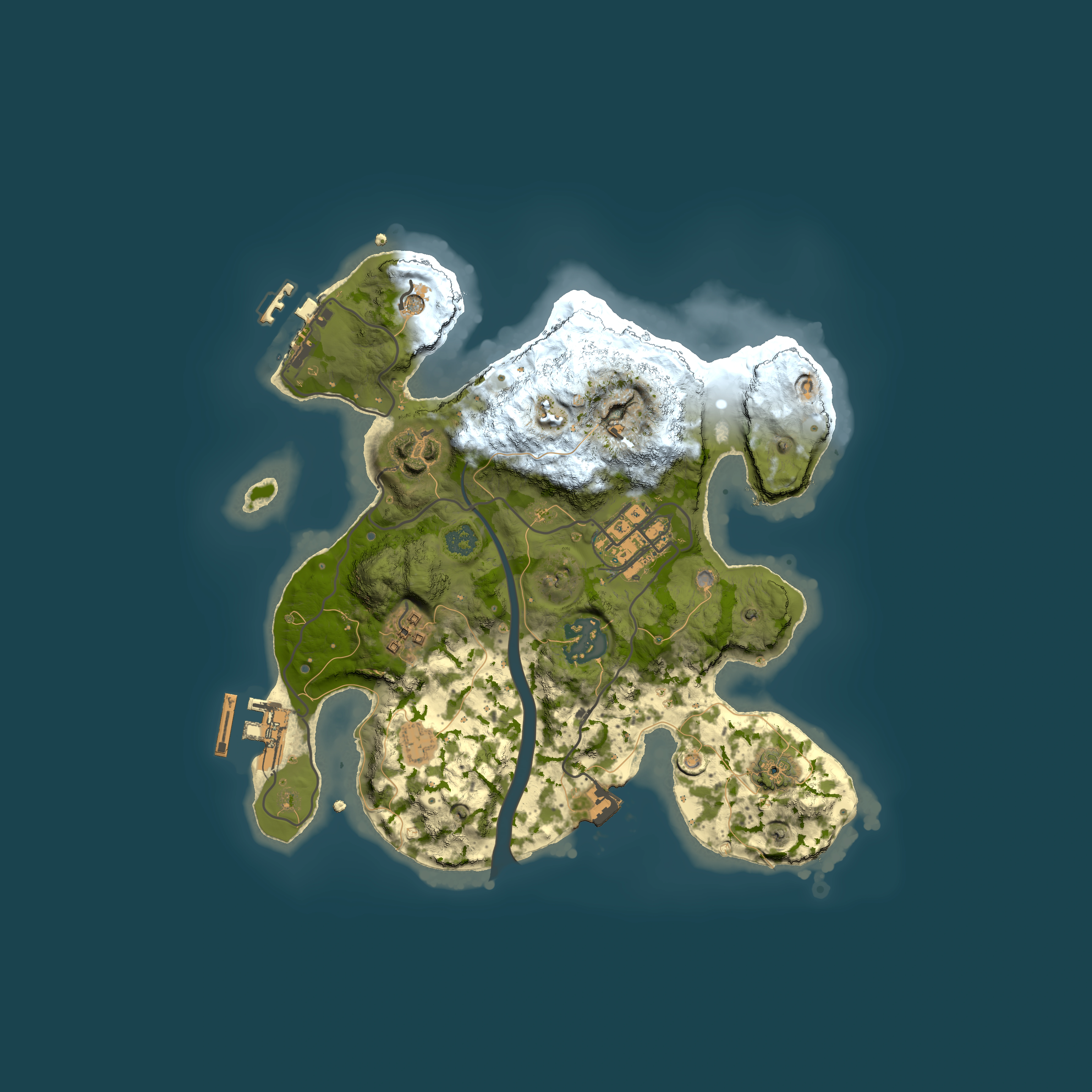 Full top-down render of Rust map seed 1951238381, 2500x2500m
