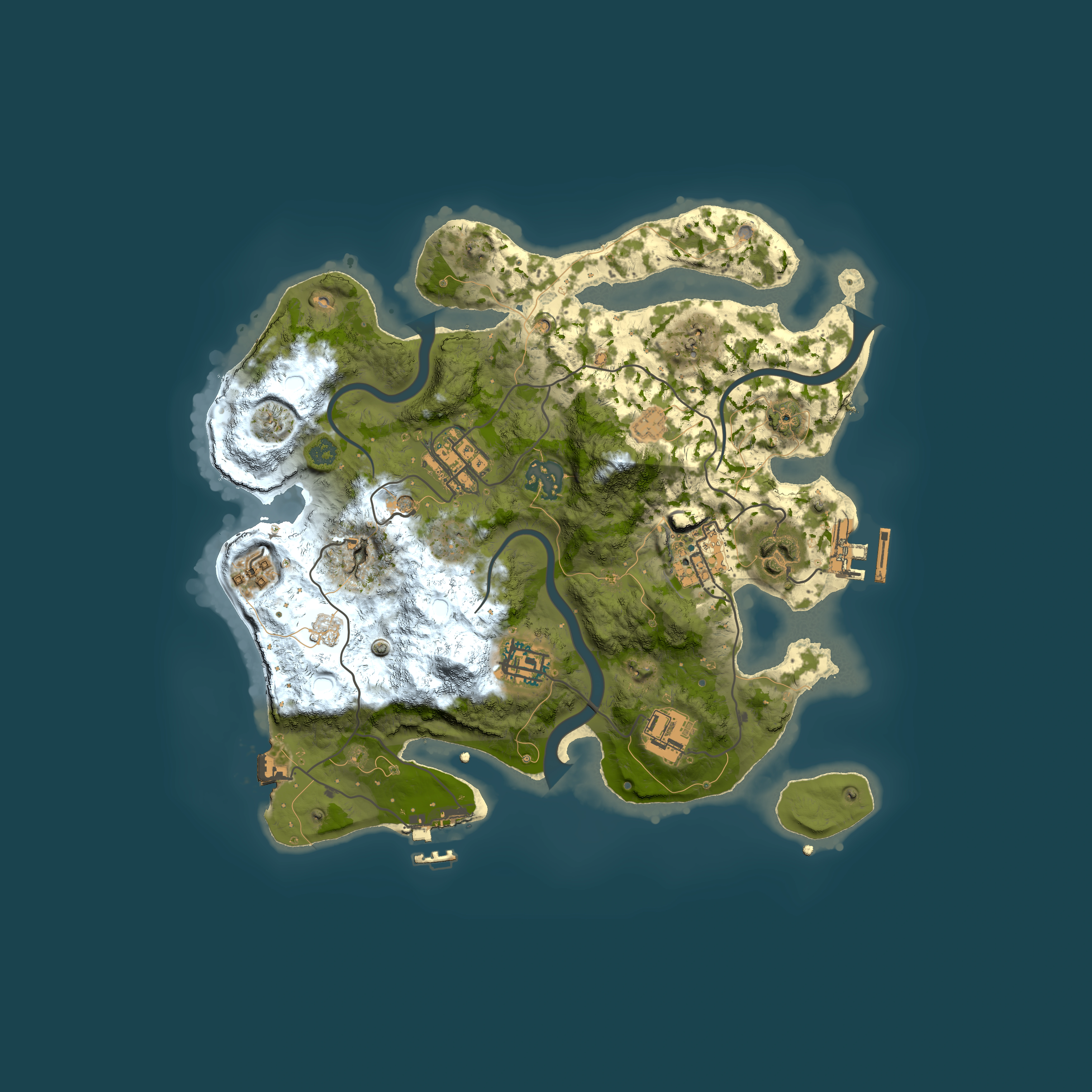 Full top-down render of Rust map seed 1160429818, 3000x3000m