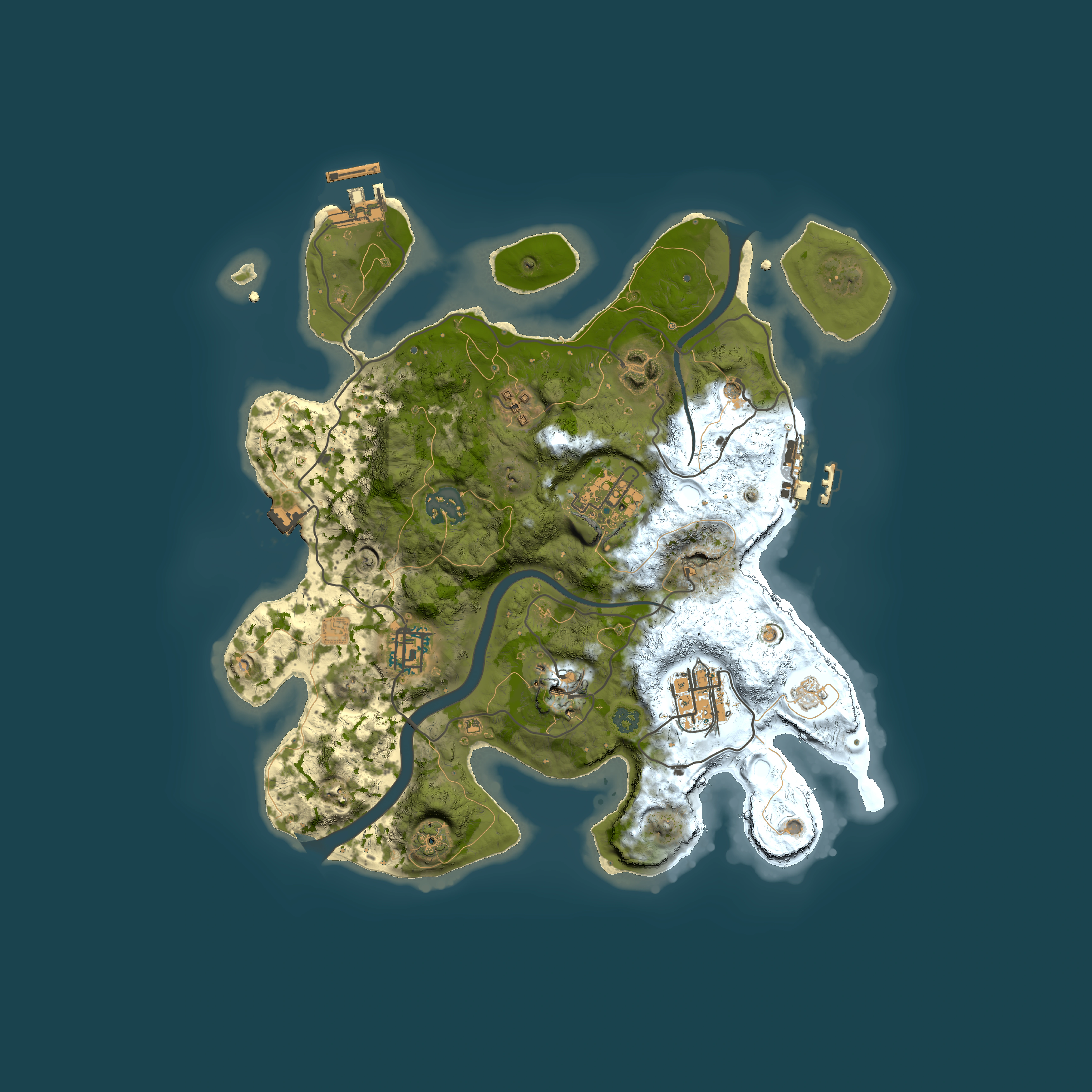 Full top-down render of Rust map seed 1272570459, 3000x3000m