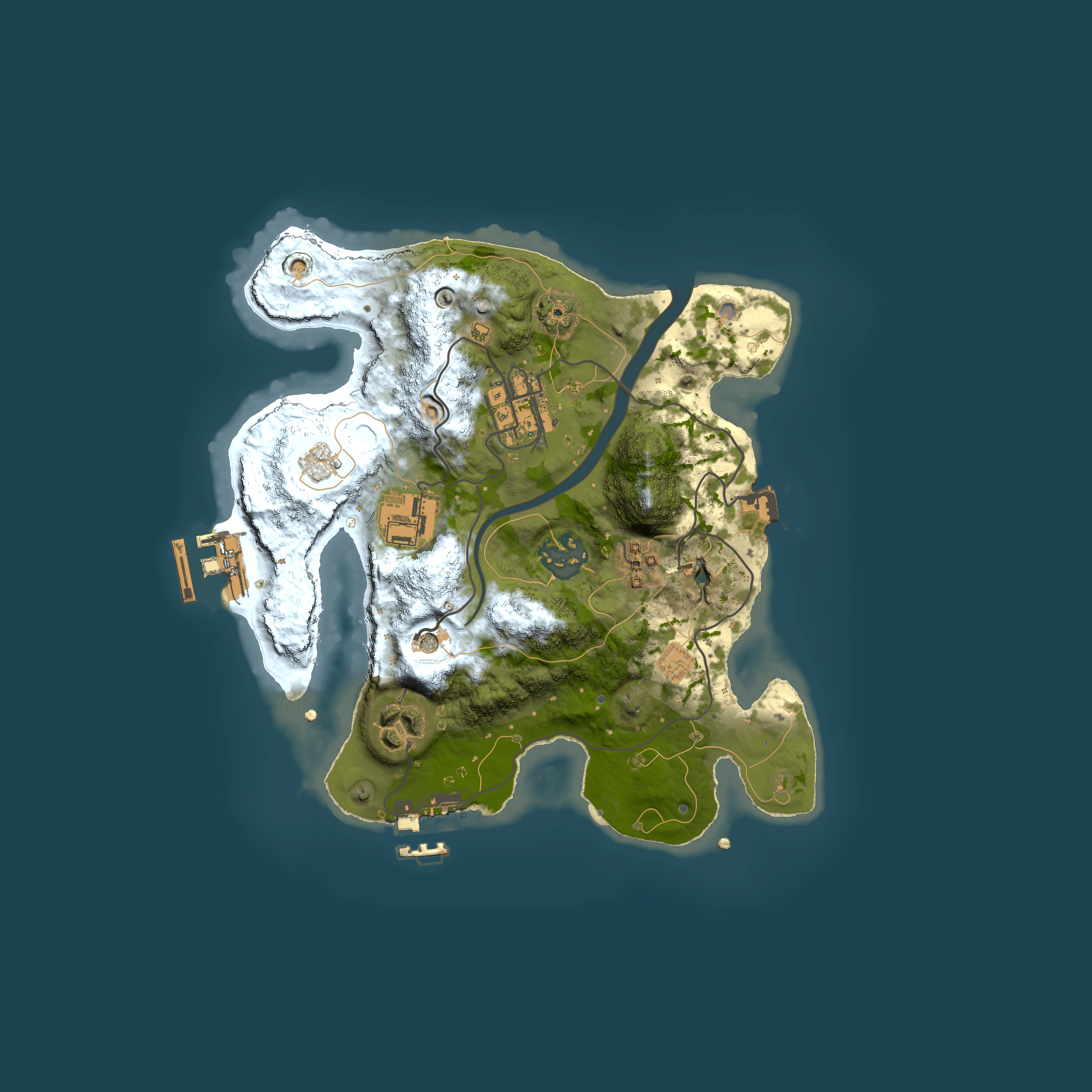 Full top-down render of Rust map seed 1230101572, 2500x2500m