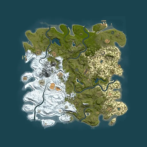 Rust map seed 874433210, 5000x5000m top-down preview