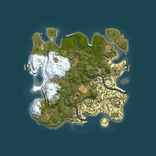 Rust map seed 664184400, 3500x3500m top-down preview
