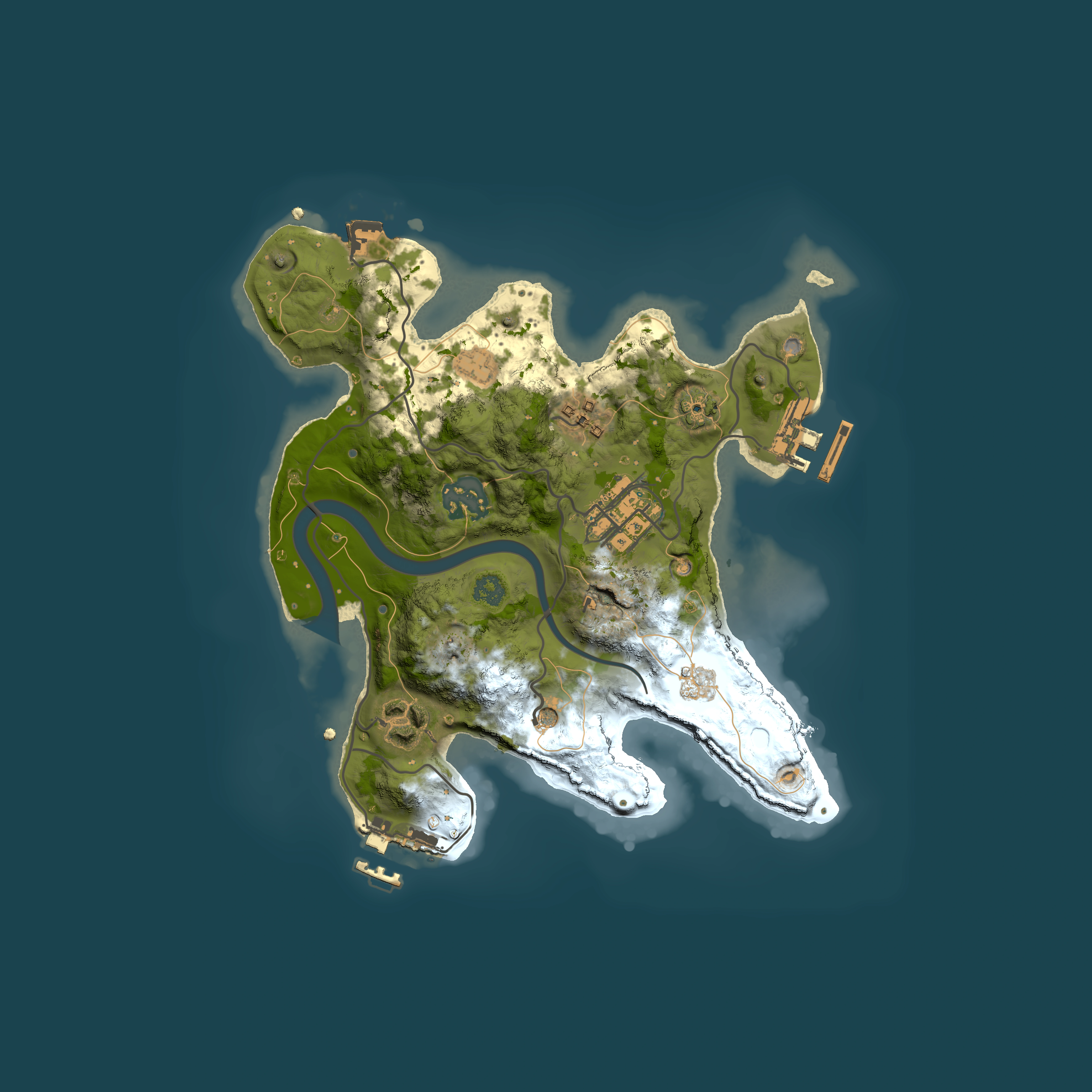 Full top-down render of Rust map seed 1414085626, 2500x2500m
