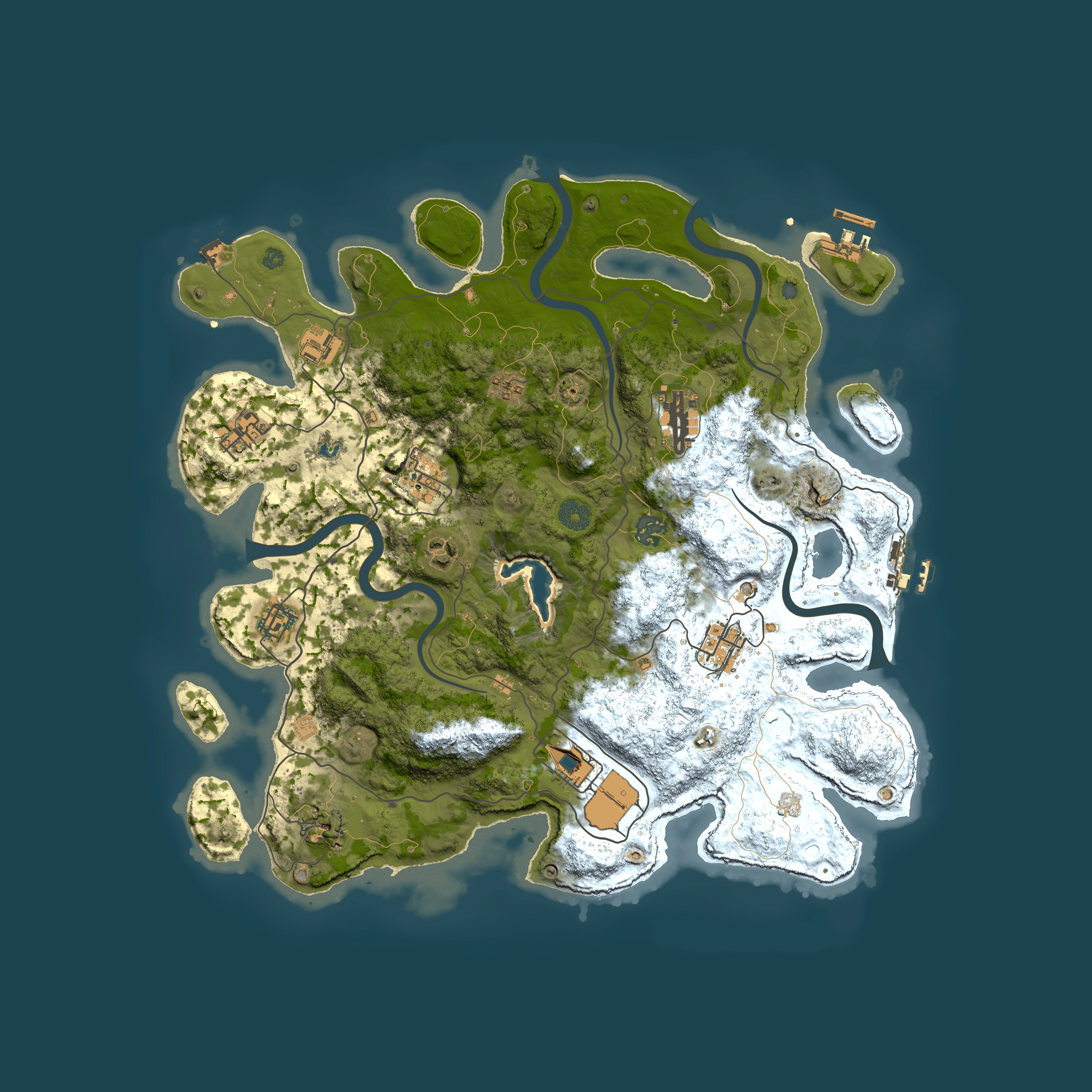 Full top-down render of Rust map seed 1833698747, 4000x4000m