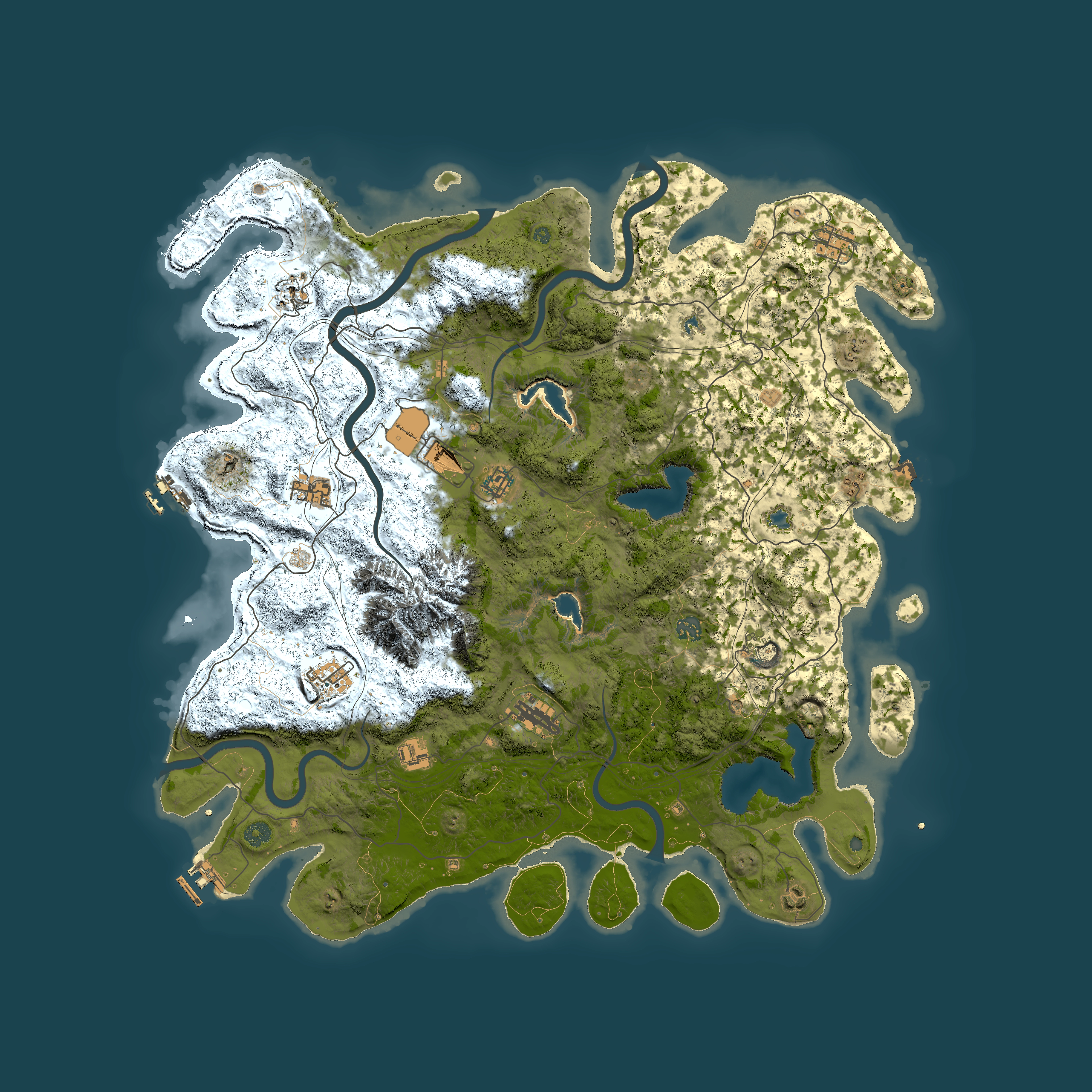 Full top-down render of Rust map seed 1393884768, 5000x5000m