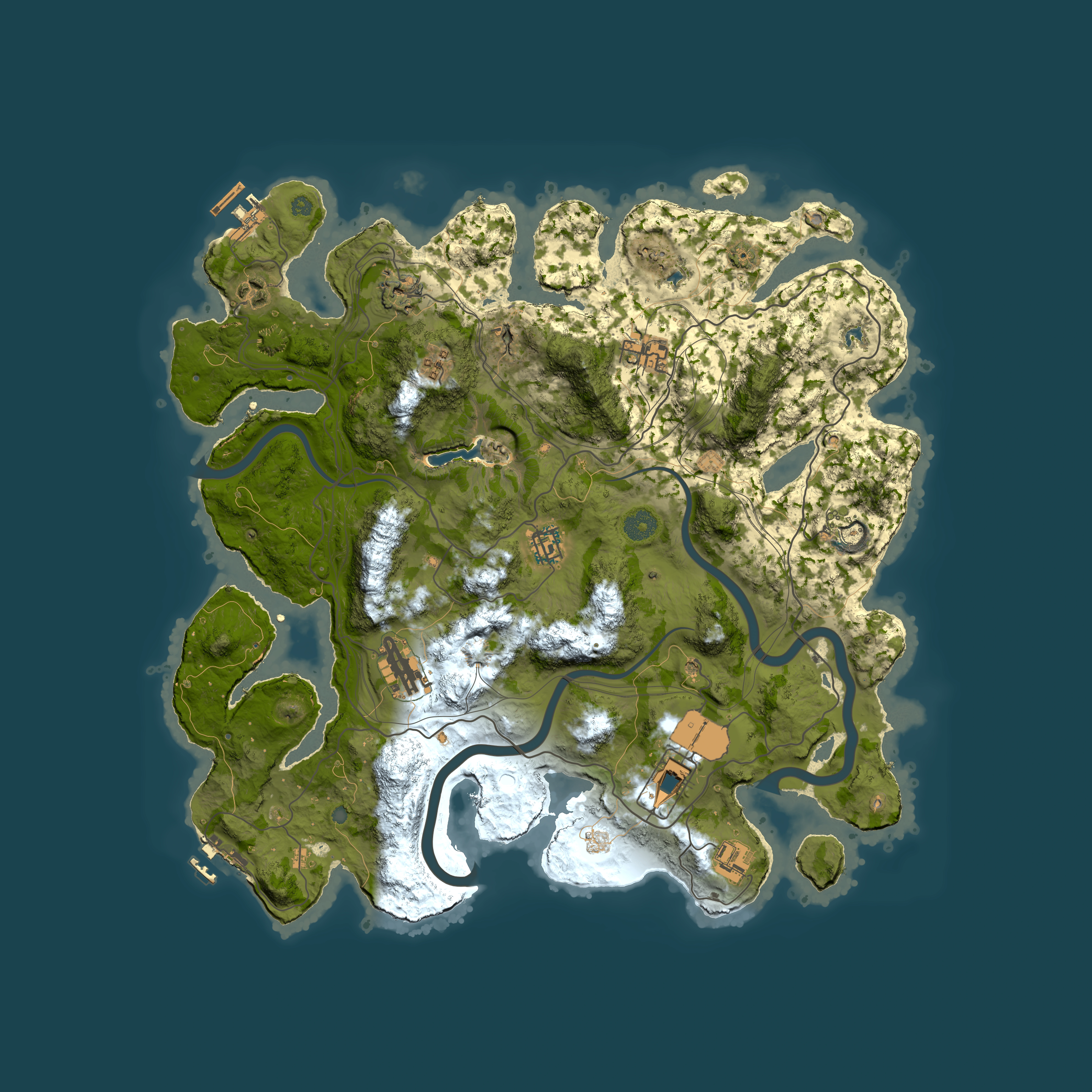 Full top-down render of Rust map seed 1337, 4000x4000m