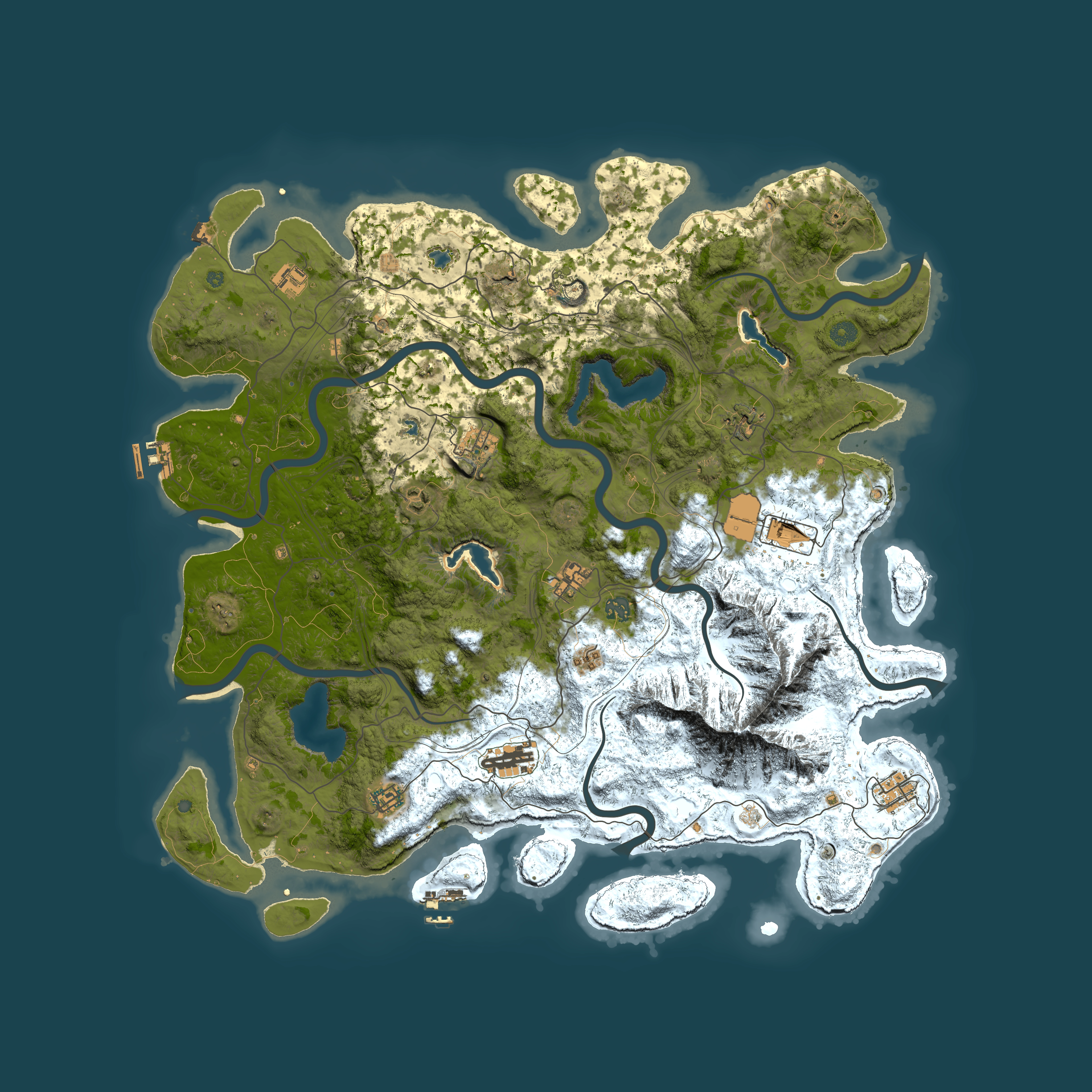 Full top-down render of Rust map seed 848854036, 5000x5000m