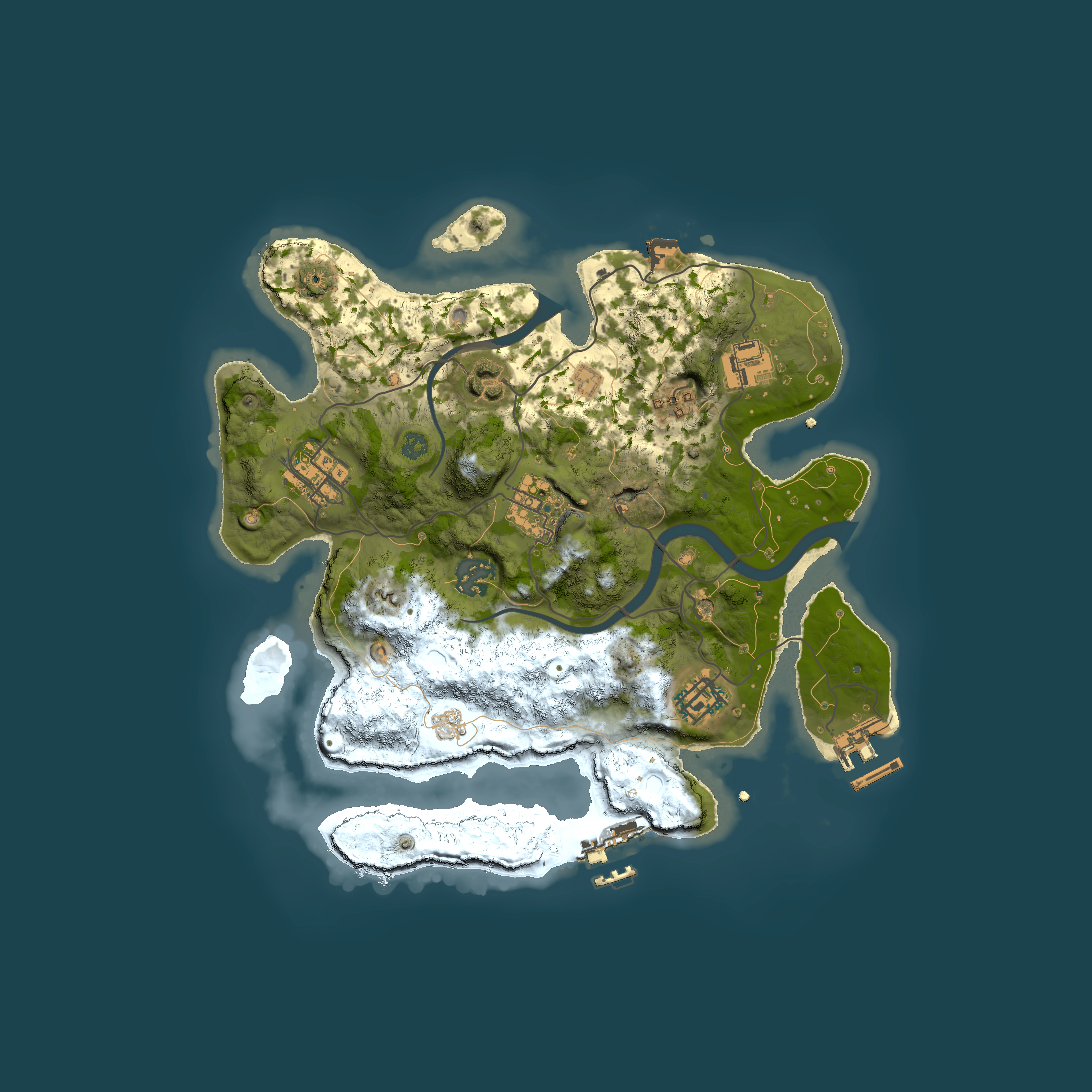 Full top-down render of Rust map seed 1418046477, 3000x3000m