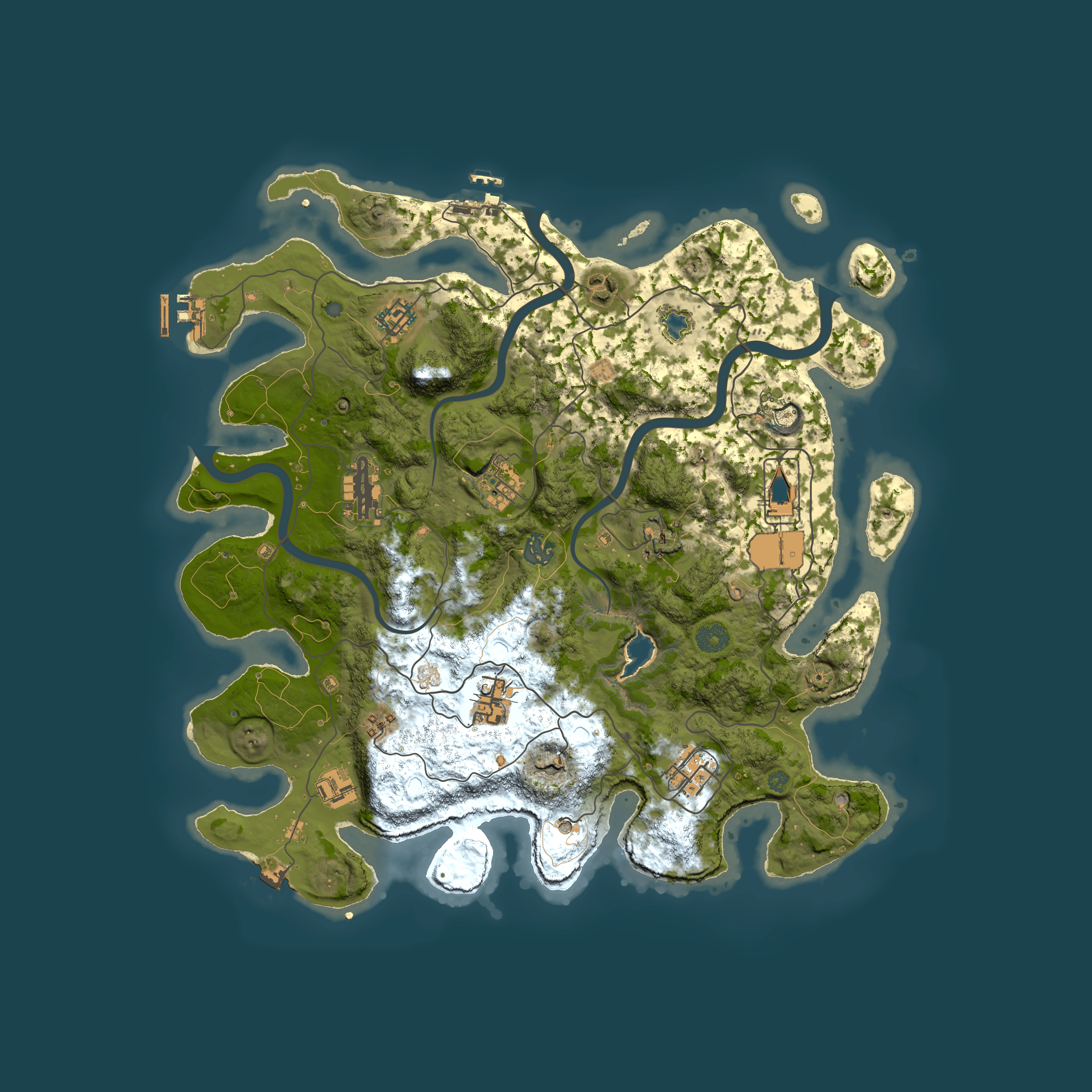 Full top-down render of Rust map seed 1528540087, 4000x4000m