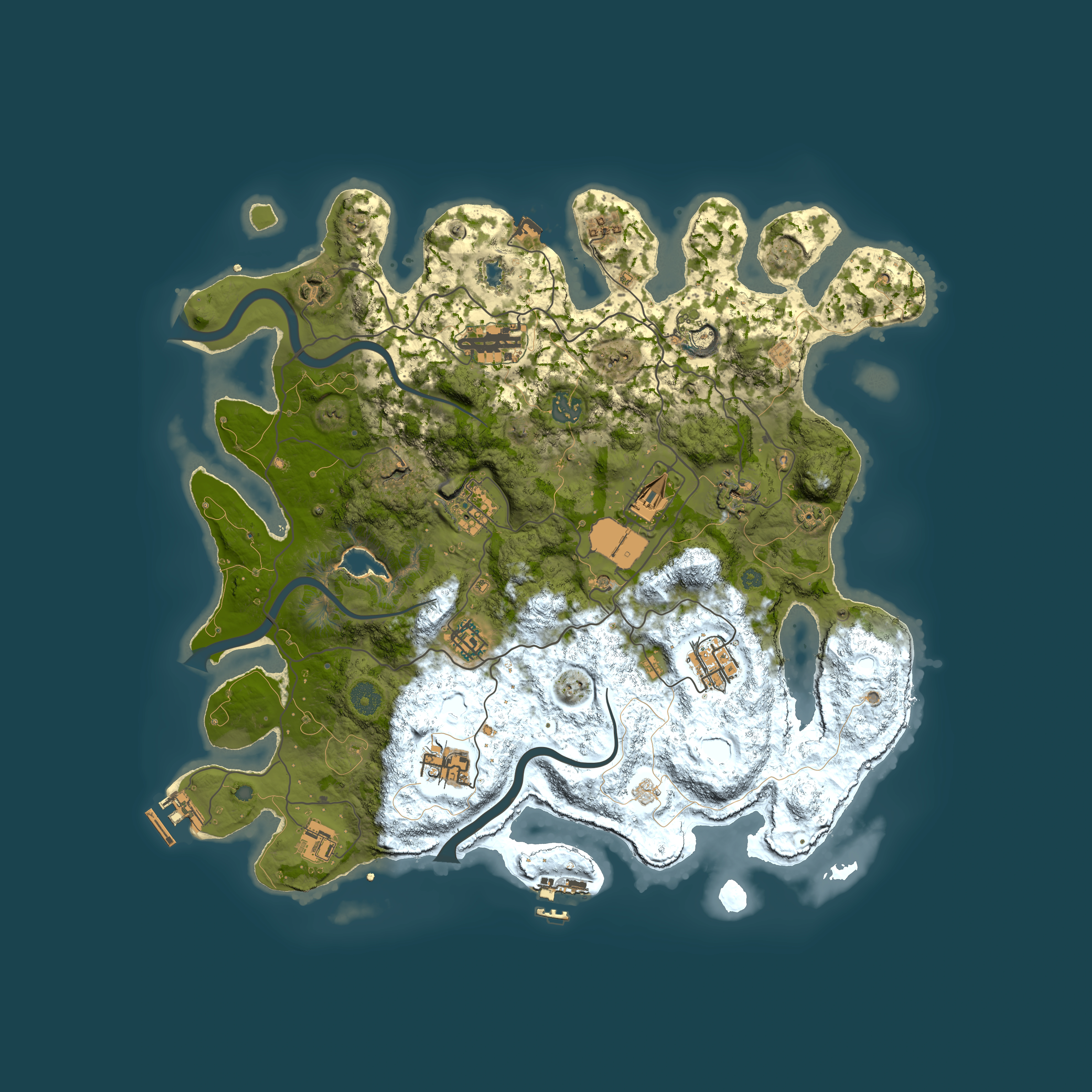 Full top-down render of Rust map seed 1447649624, 4000x4000m