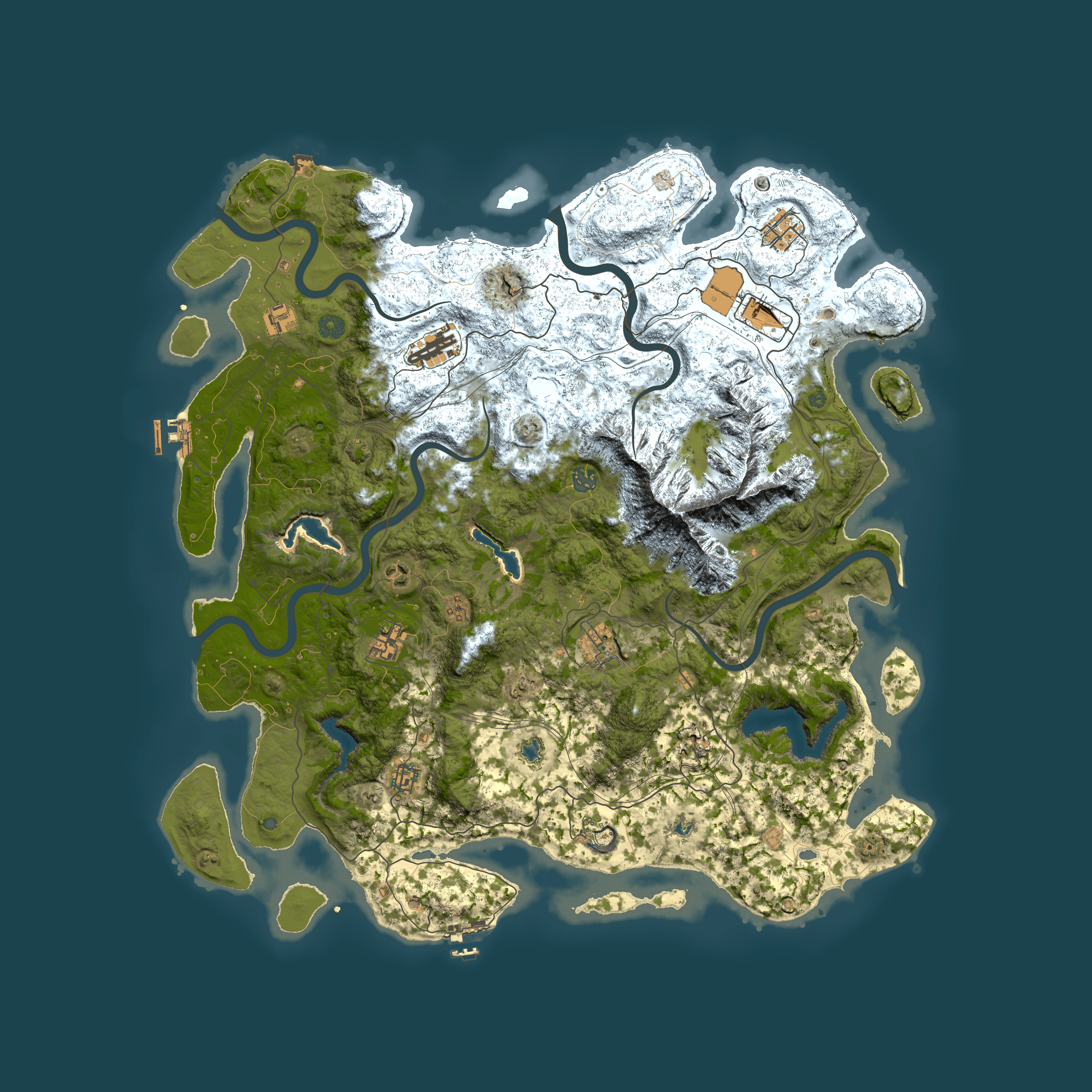 Full top-down render of Rust map seed 193449926, 5000x5000m