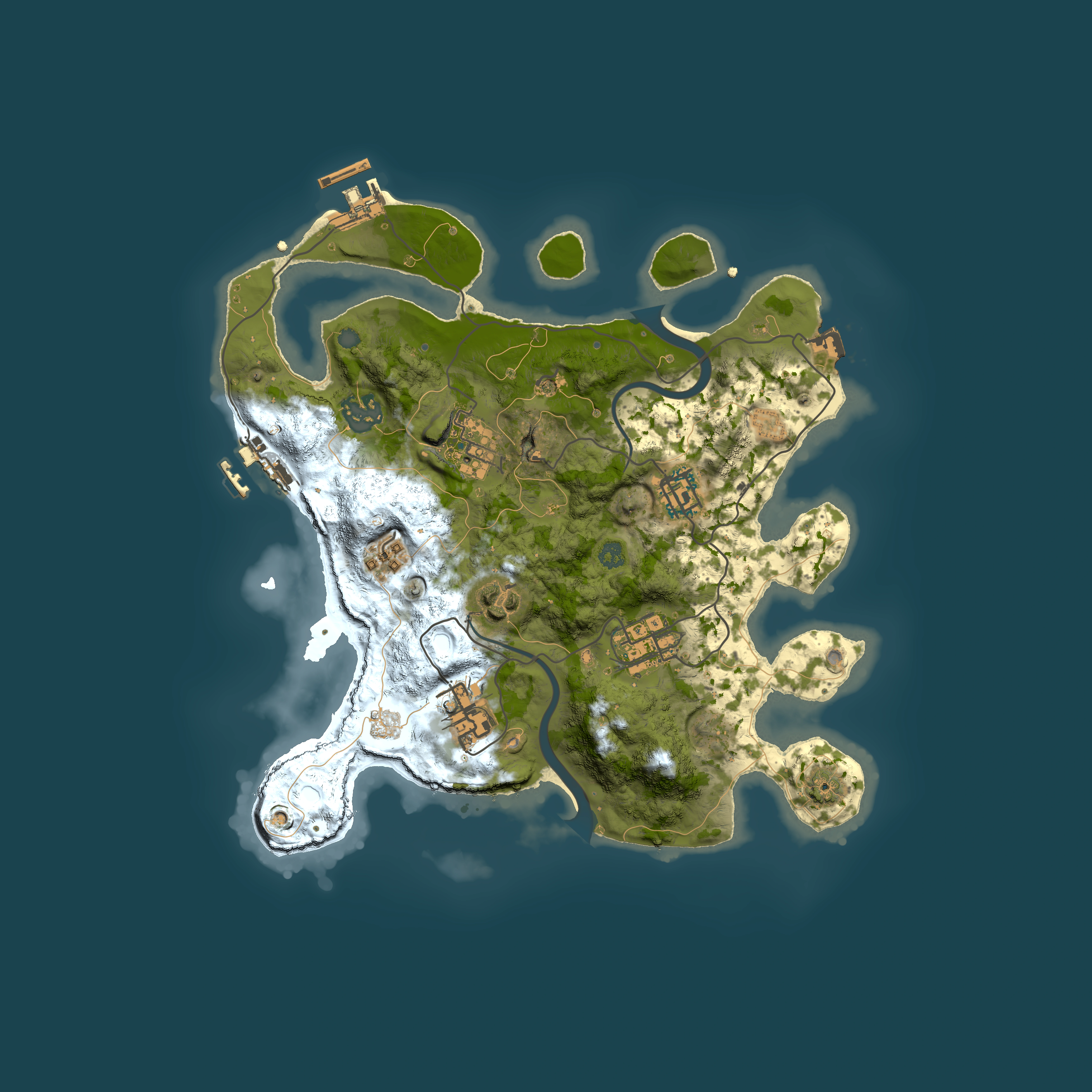 Full top-down render of Rust map seed 374402468, 3000x3000m