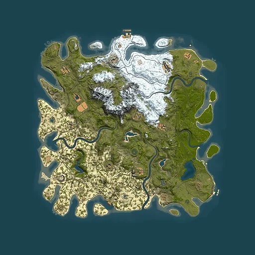 Rust map seed 927621642, 5000x5000m top-down preview