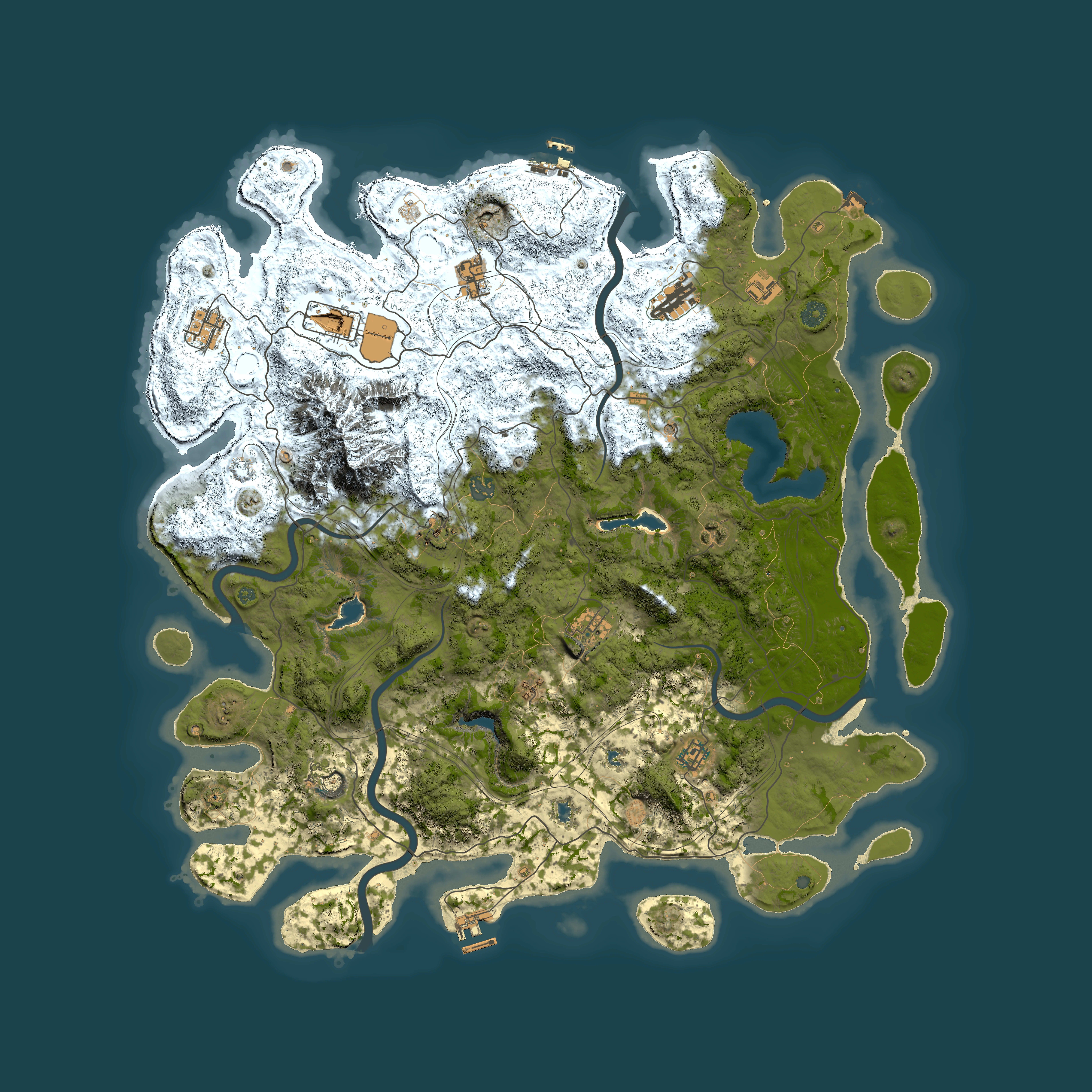 Full top-down render of Rust map seed 1549642923, 5000x5000m