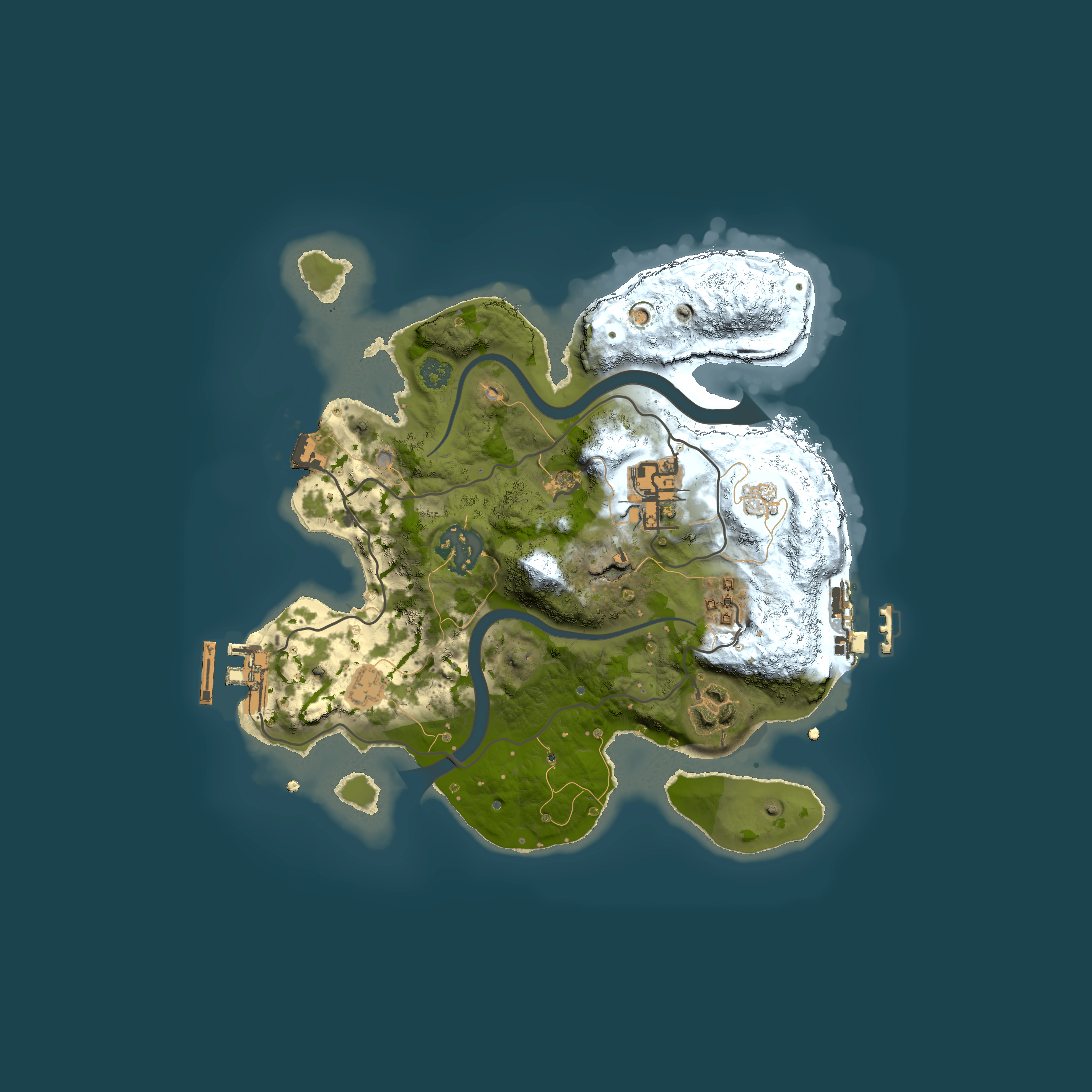 Full top-down render of Rust map seed 1129531740, 2500x2500m
