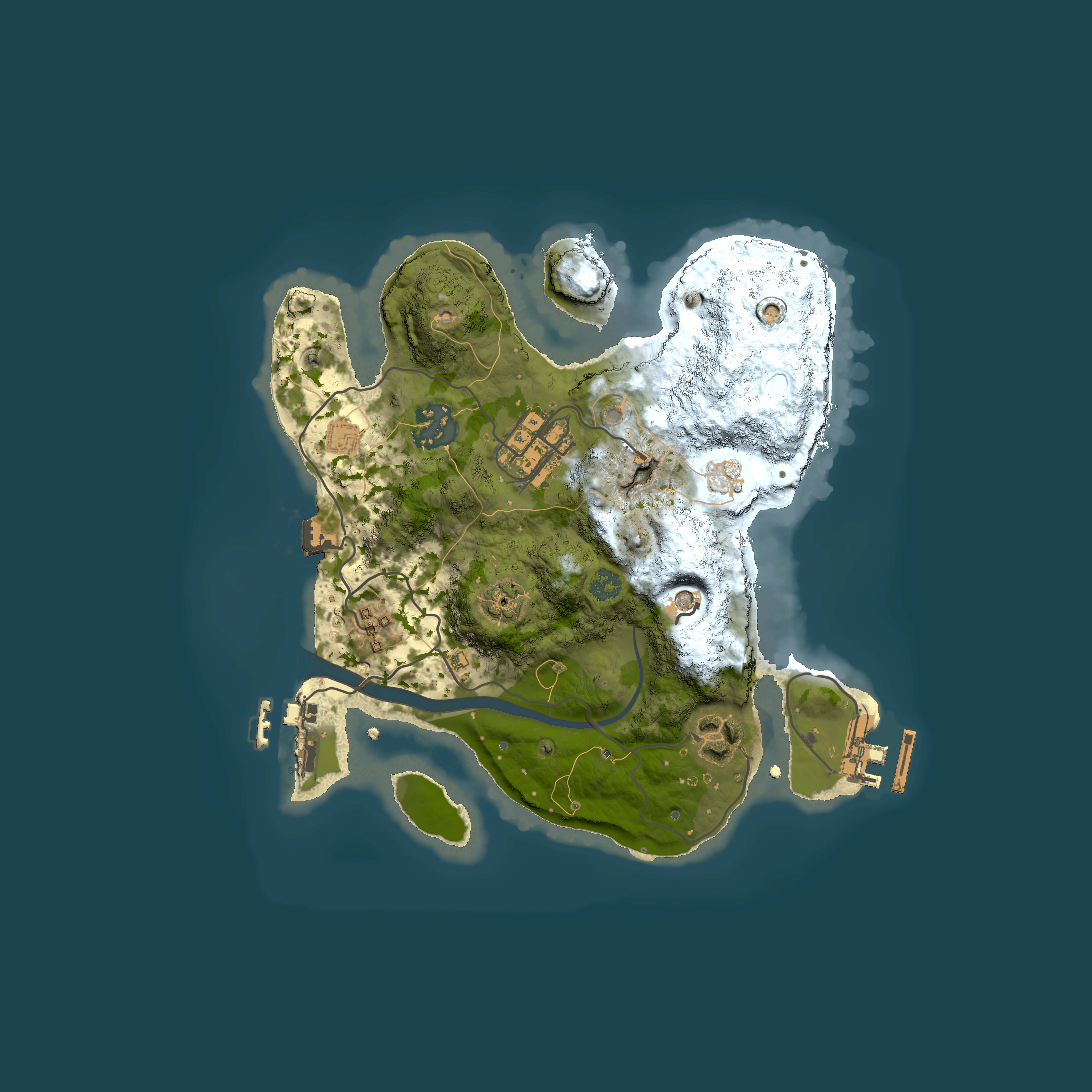 Full top-down render of Rust map seed 406332608, 2500x2500m
