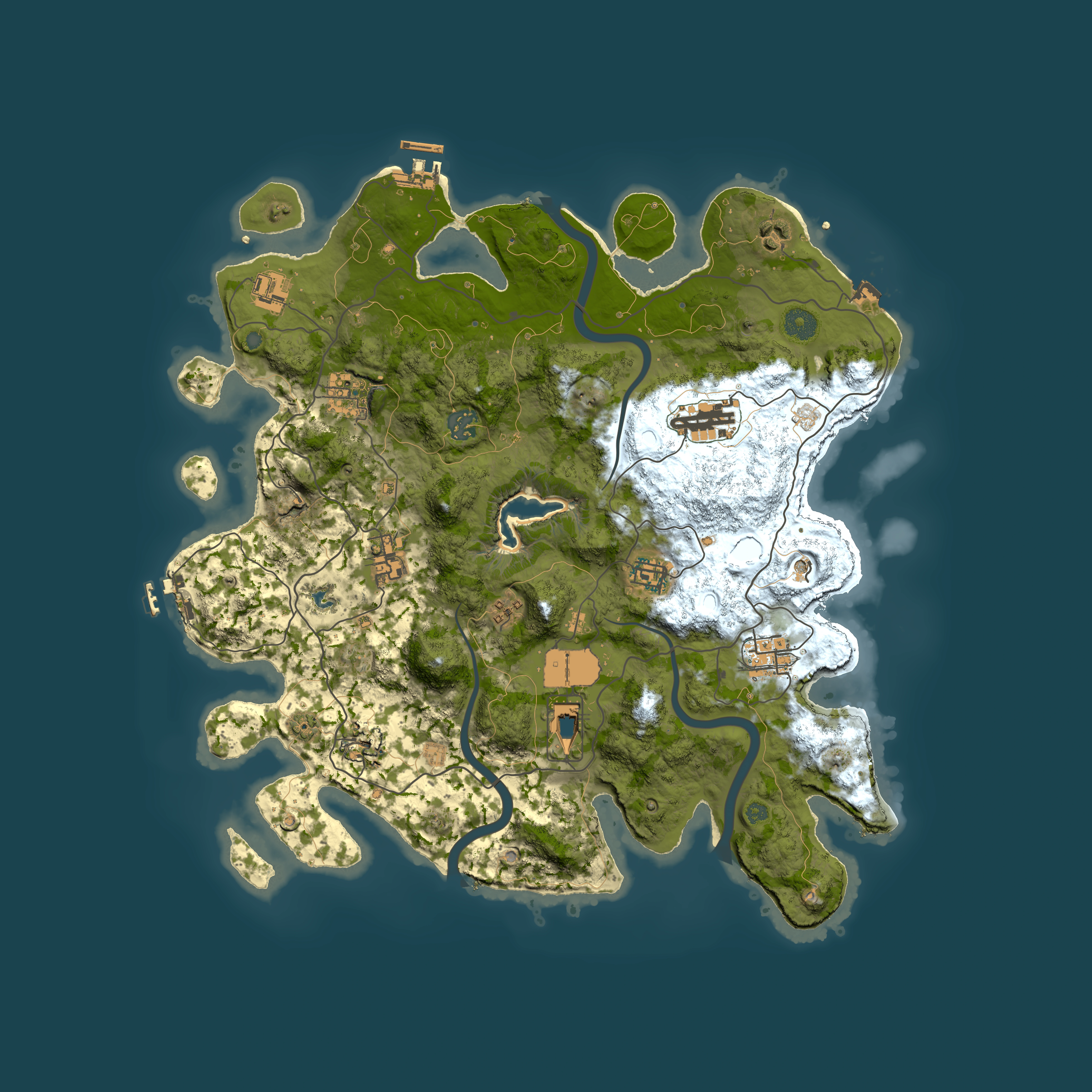 Full top-down render of Rust map seed 1719849200, 4000x4000m