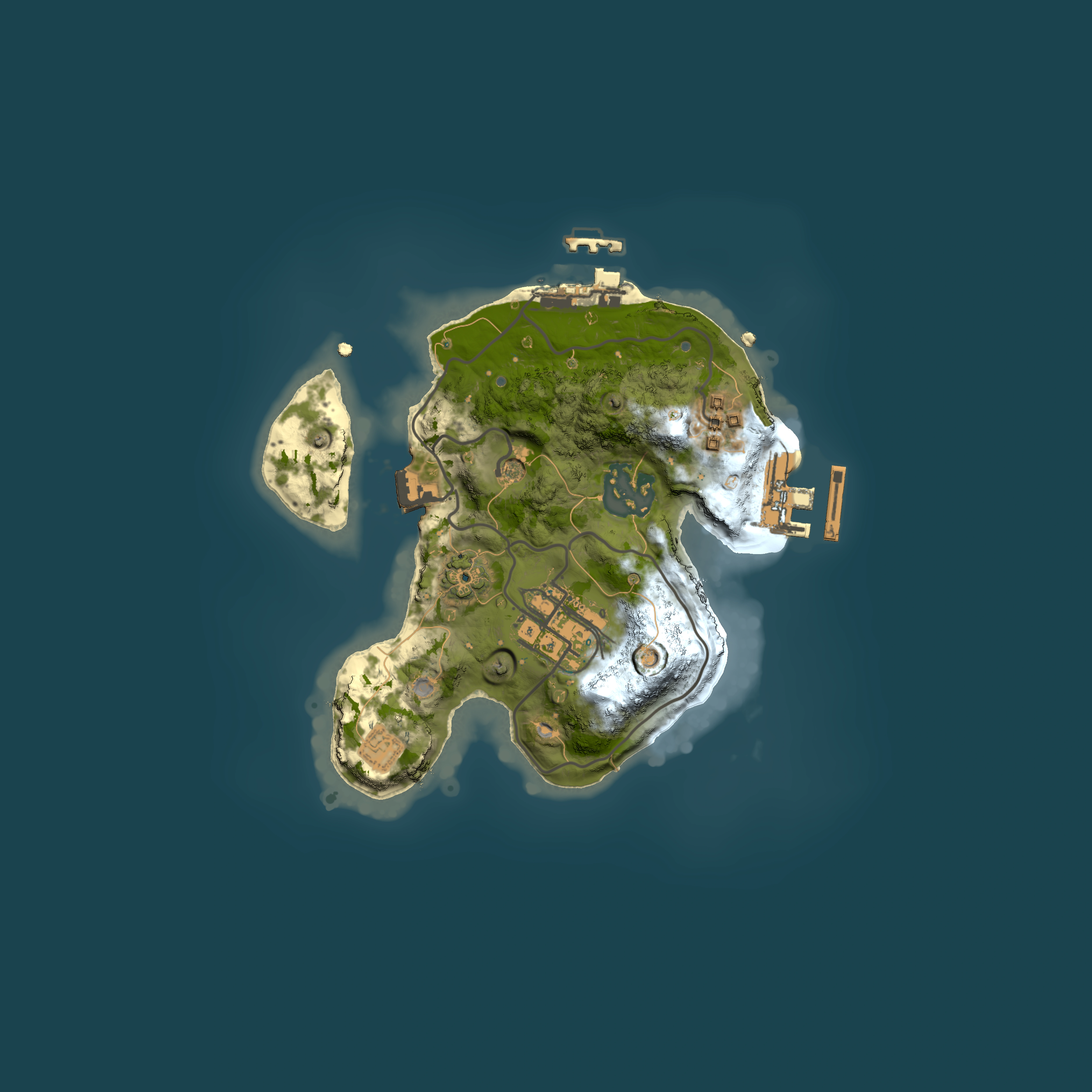 Full top-down render of Rust map seed 2127706258, 2000x2000m