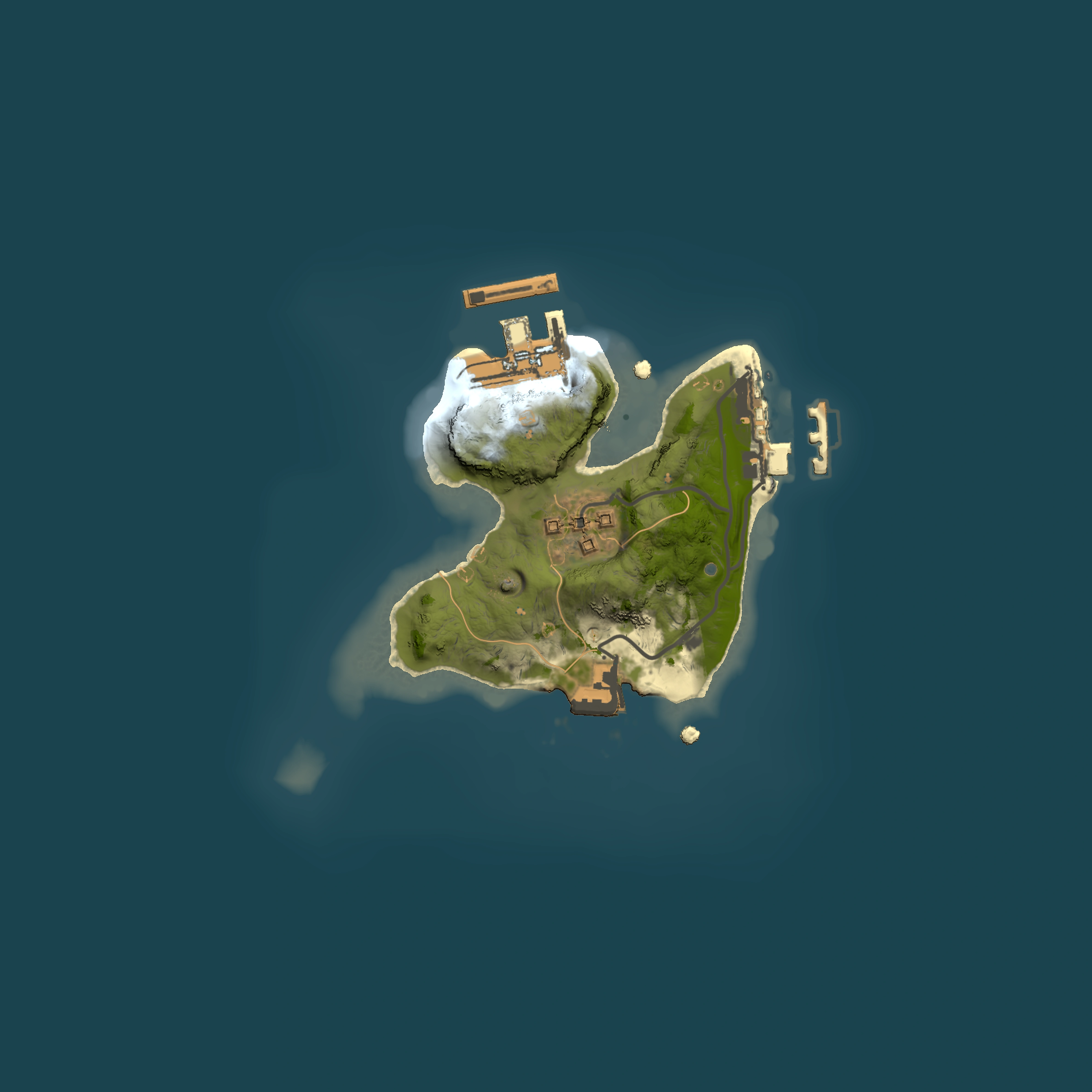 Full top-down render of Rust map seed 1600013312, 1500x1500m