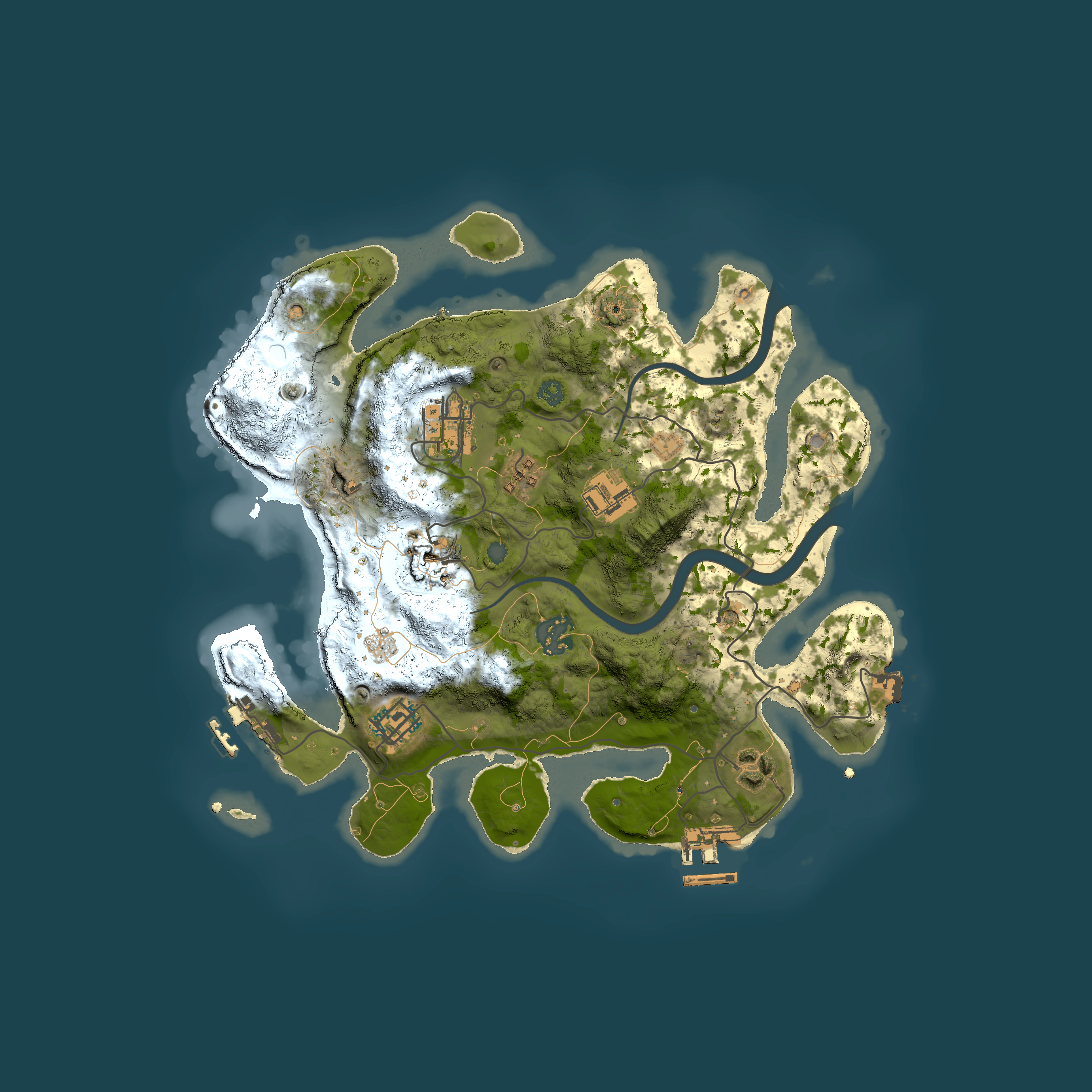 Full top-down render of Rust map seed 858910924, 3000x3000m