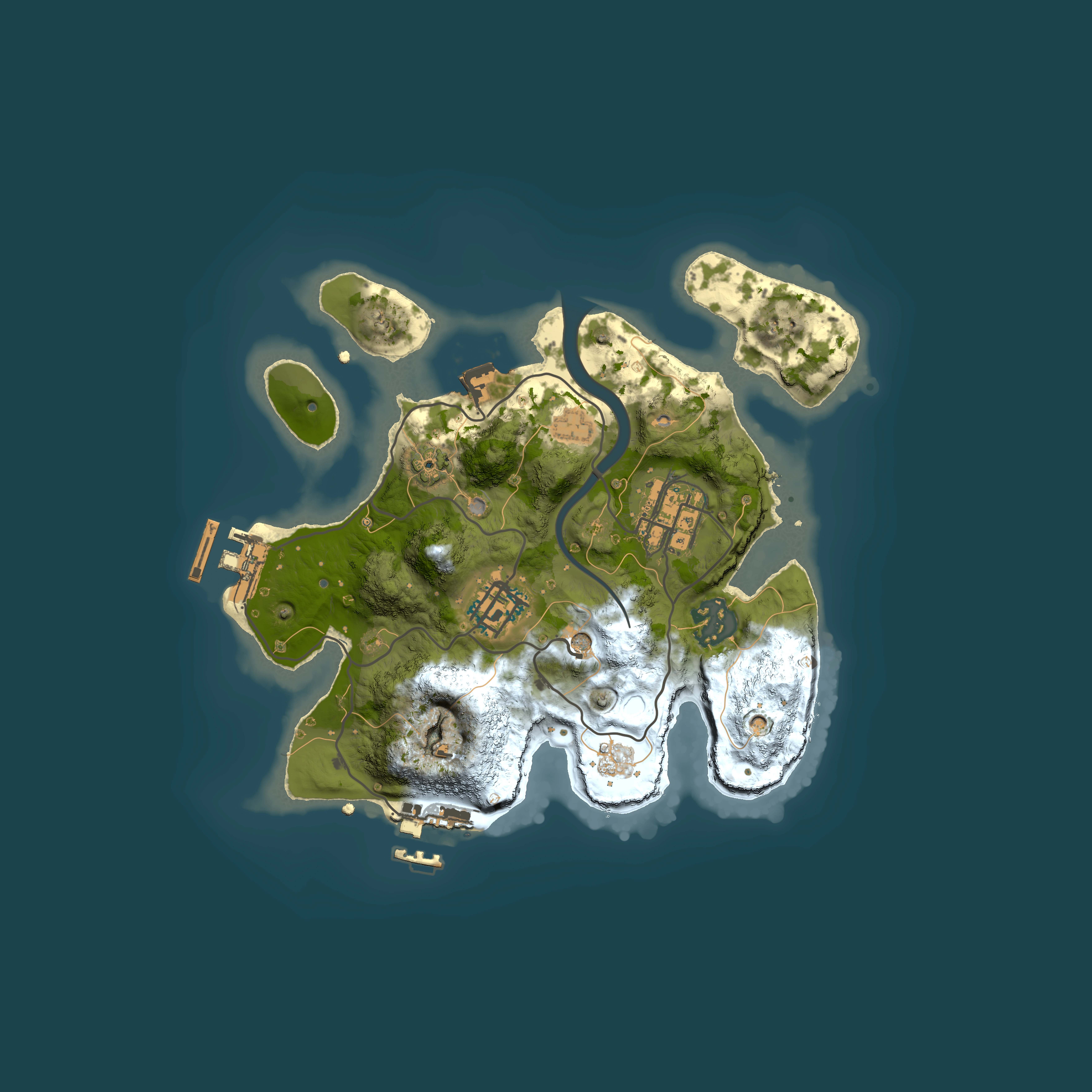 Full top-down render of Rust map seed 735329547, 2500x2500m
