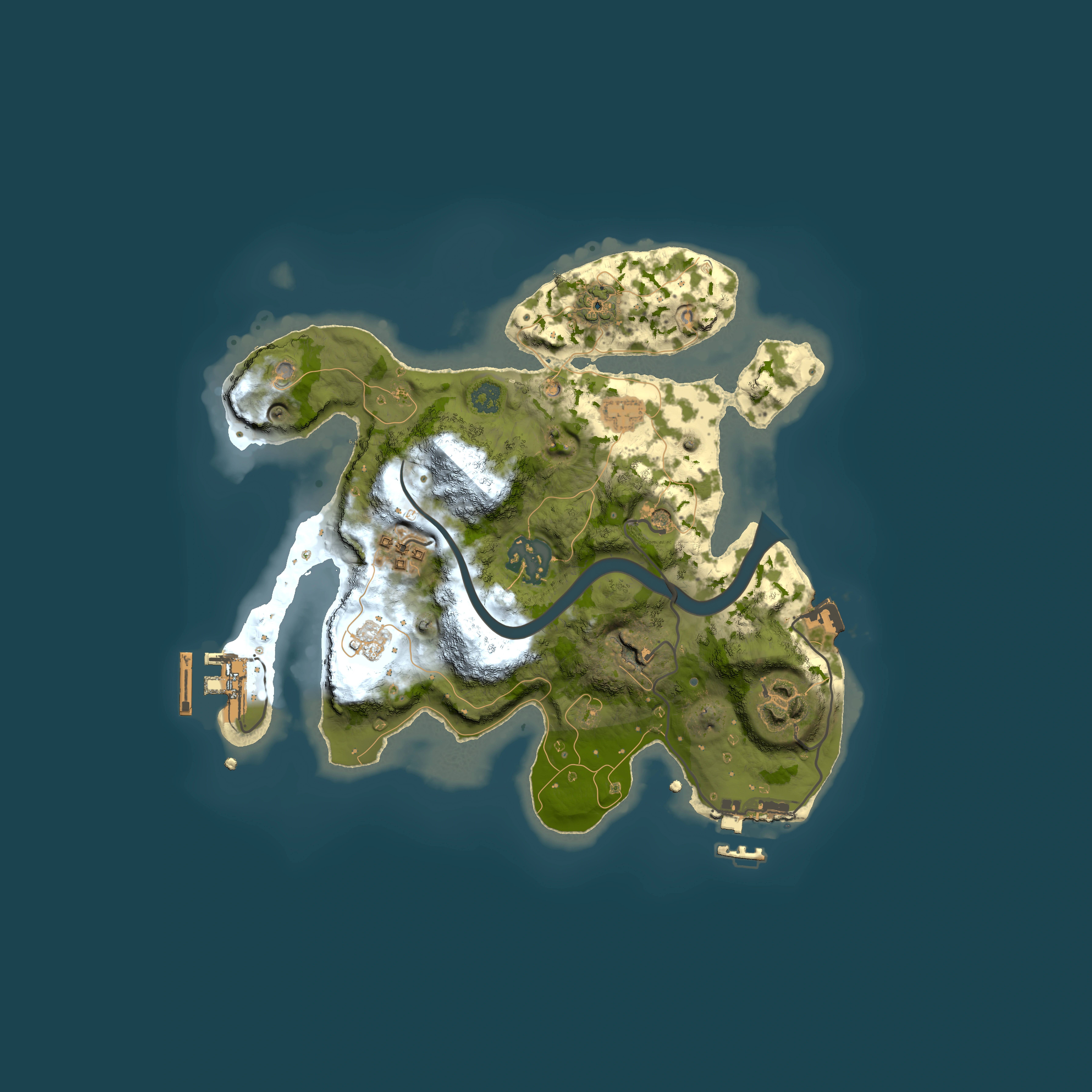 Full top-down render of Rust map seed 1360244963, 2500x2500m