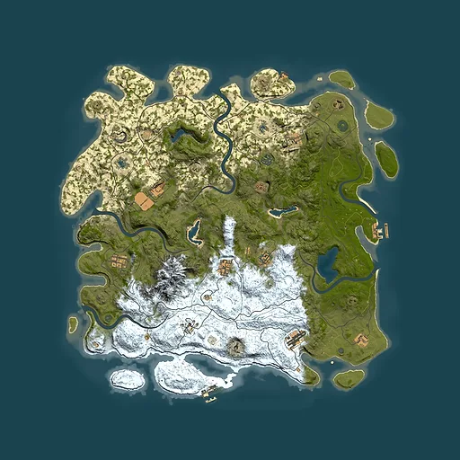 Rust map seed 366936255, 5000x5000m top-down preview