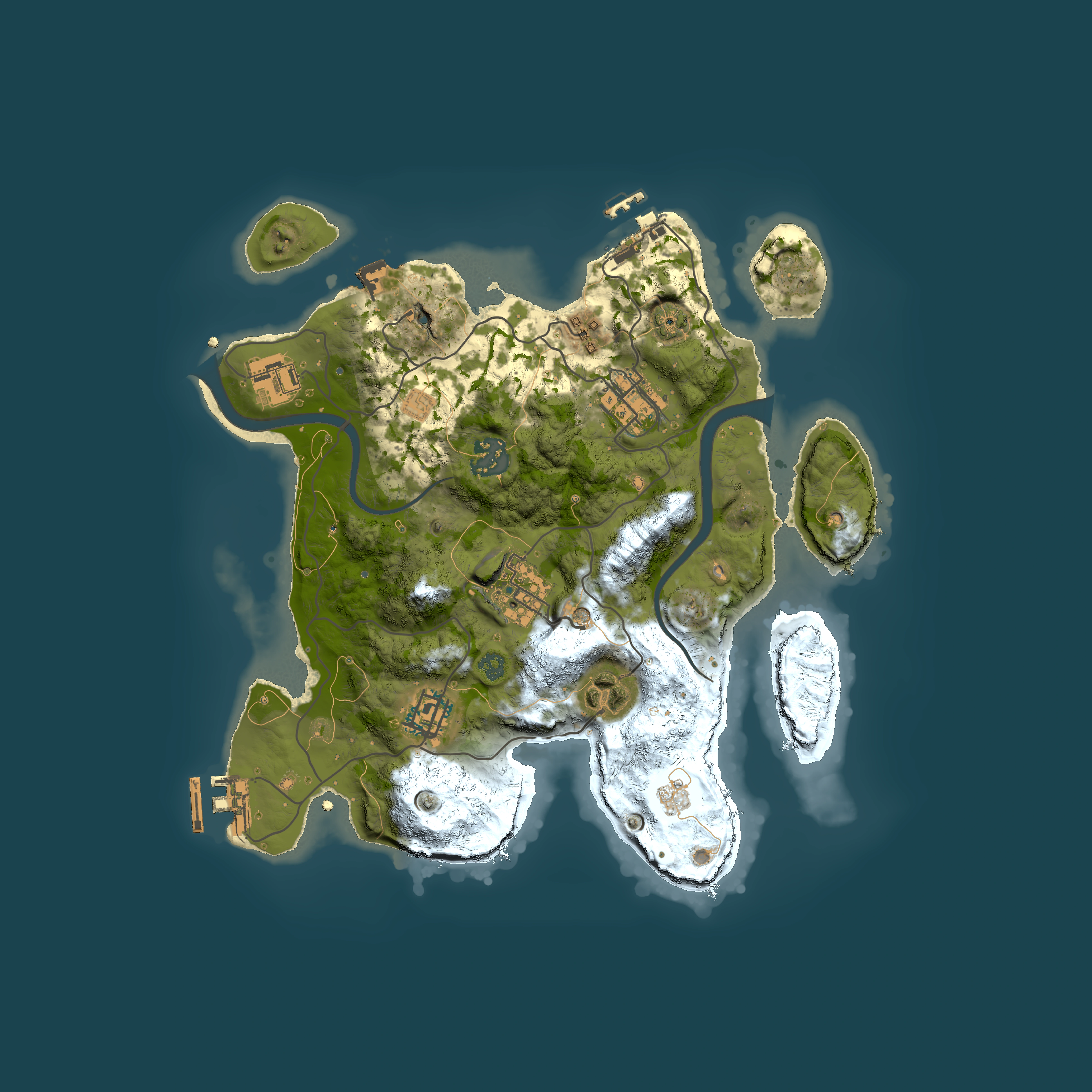 Full top-down render of Rust map seed 463323621, 3000x3000m