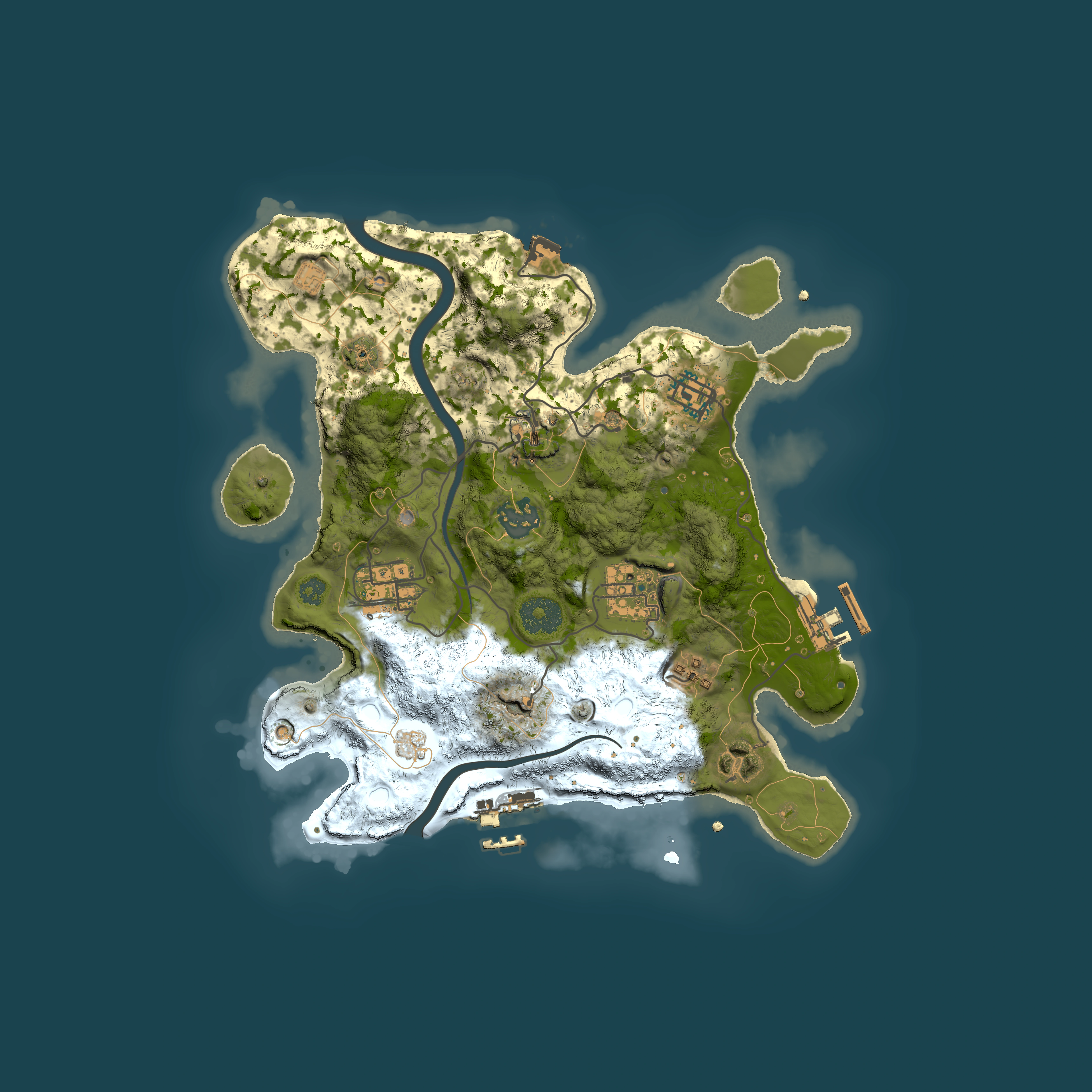 Full top-down render of Rust map seed 348581619, 3000x3000m