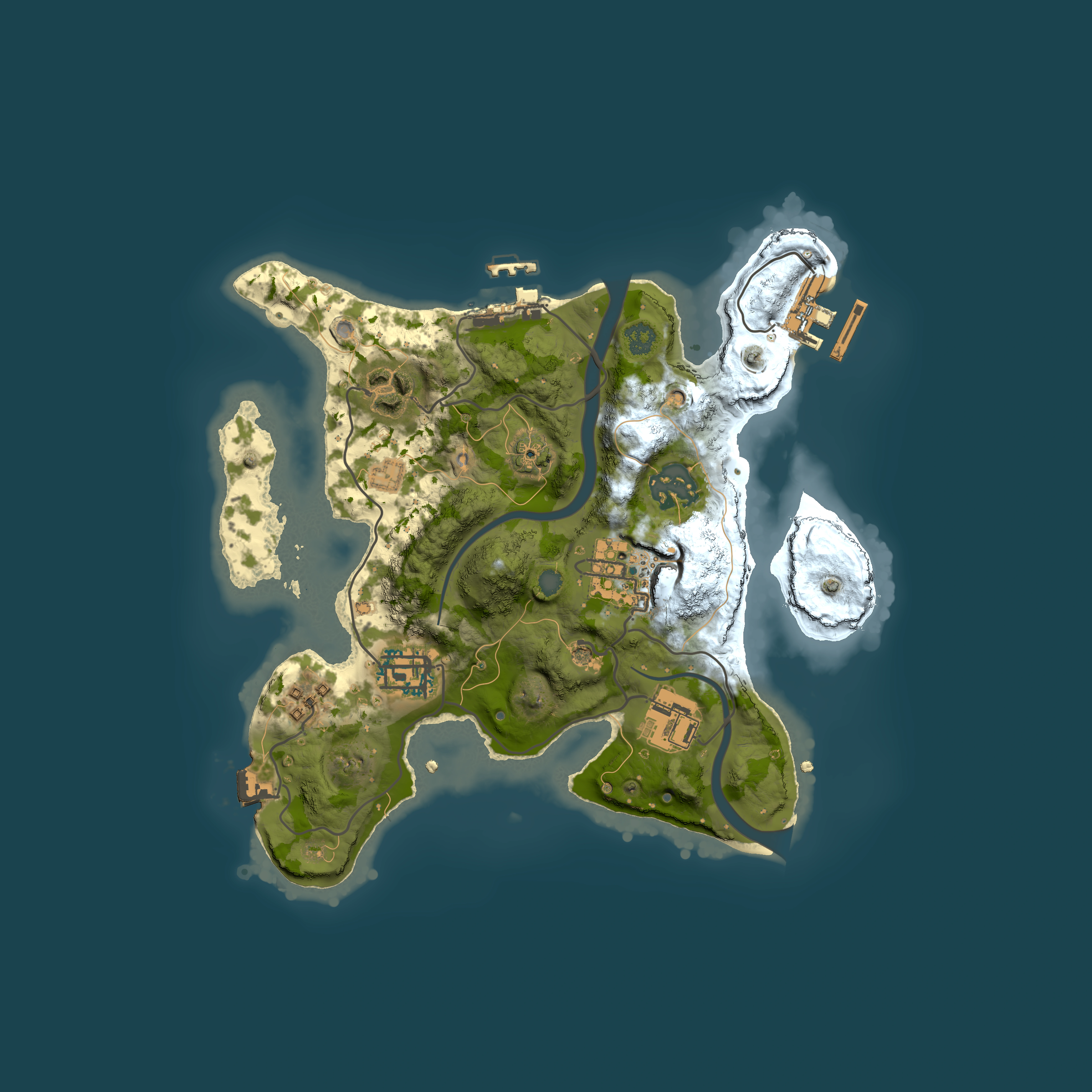 Full top-down render of Rust map seed 477445271, 2500x2500m