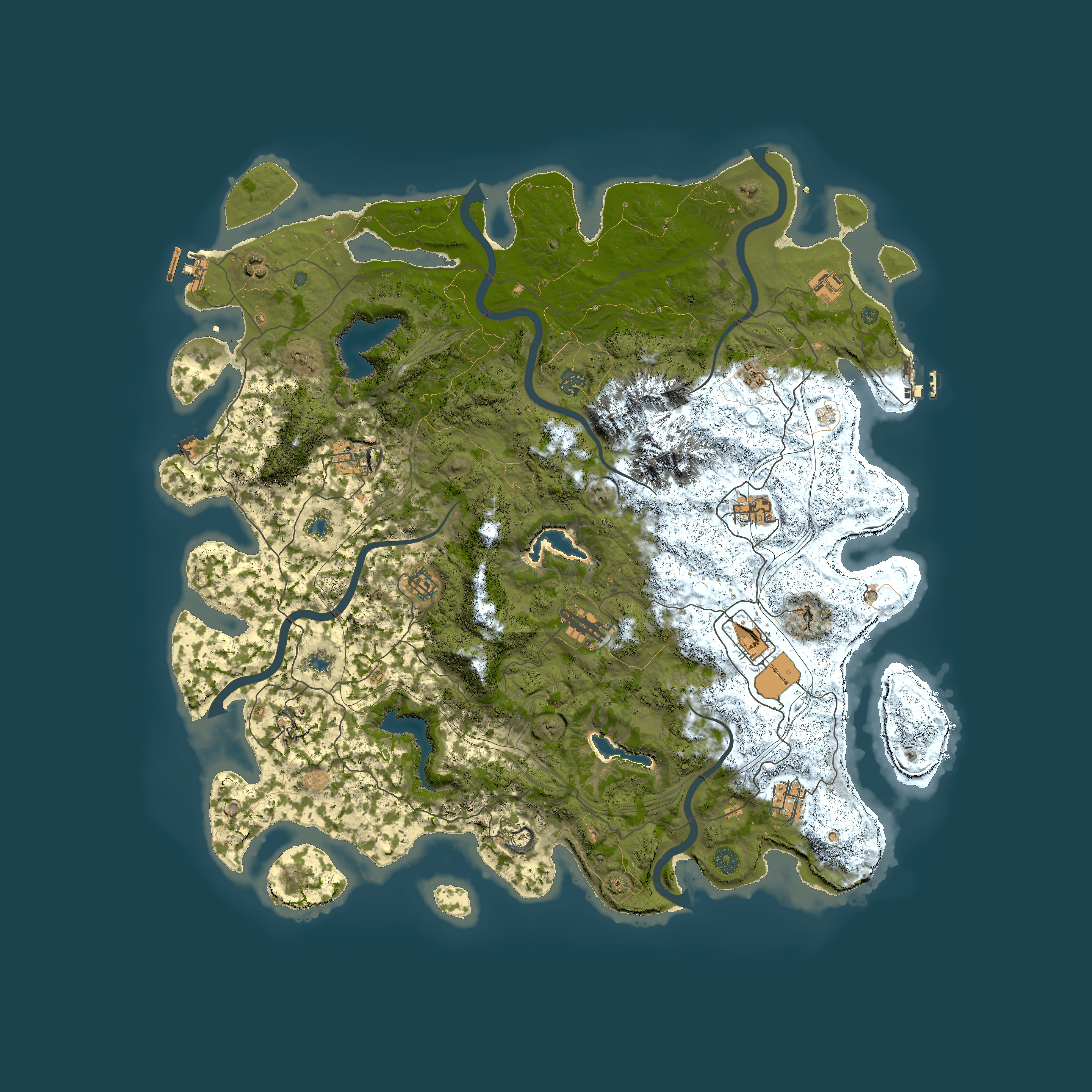 Full top-down render of Rust map seed 518286677, 5000x5000m