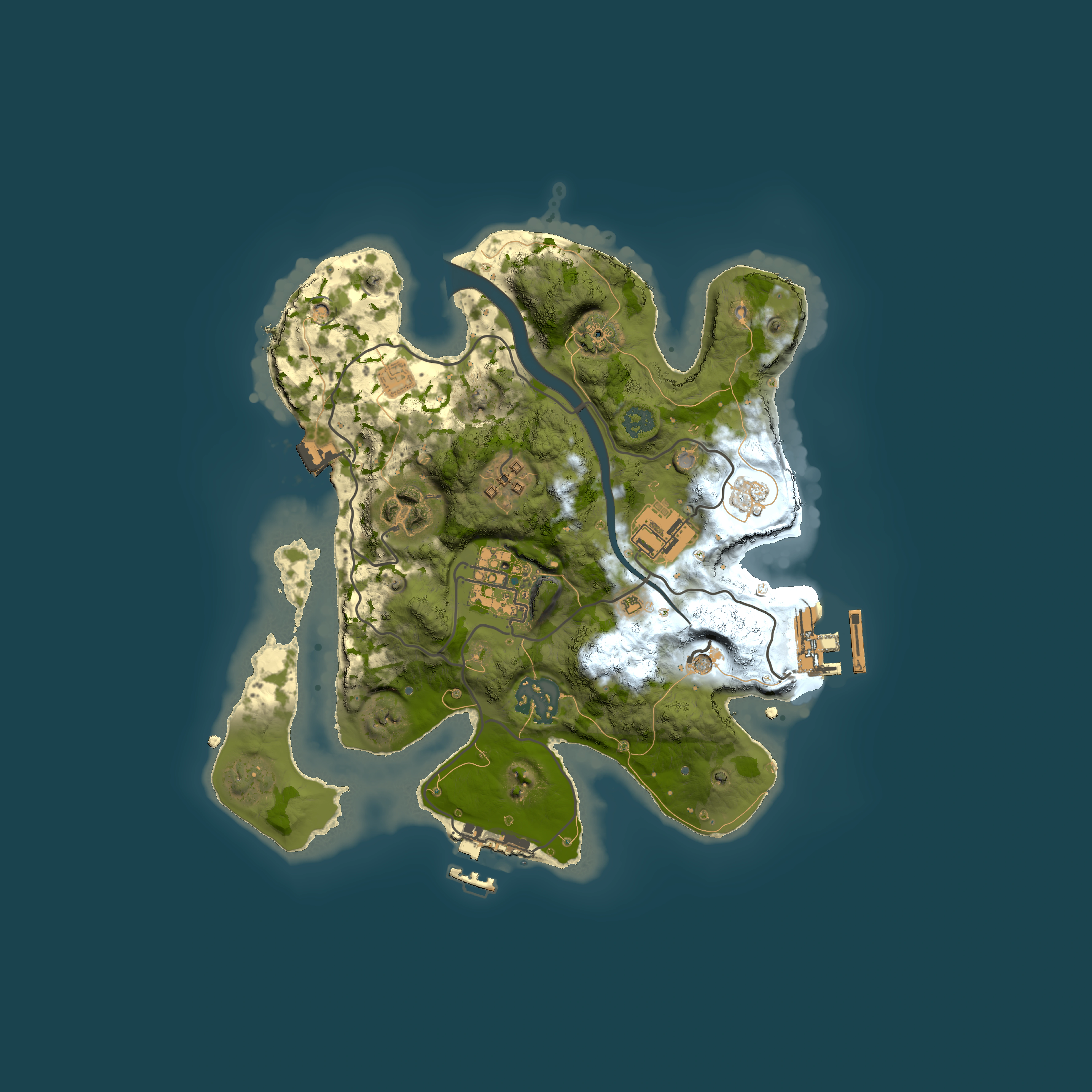 Full top-down render of Rust map seed 989383863, 2500x2500m