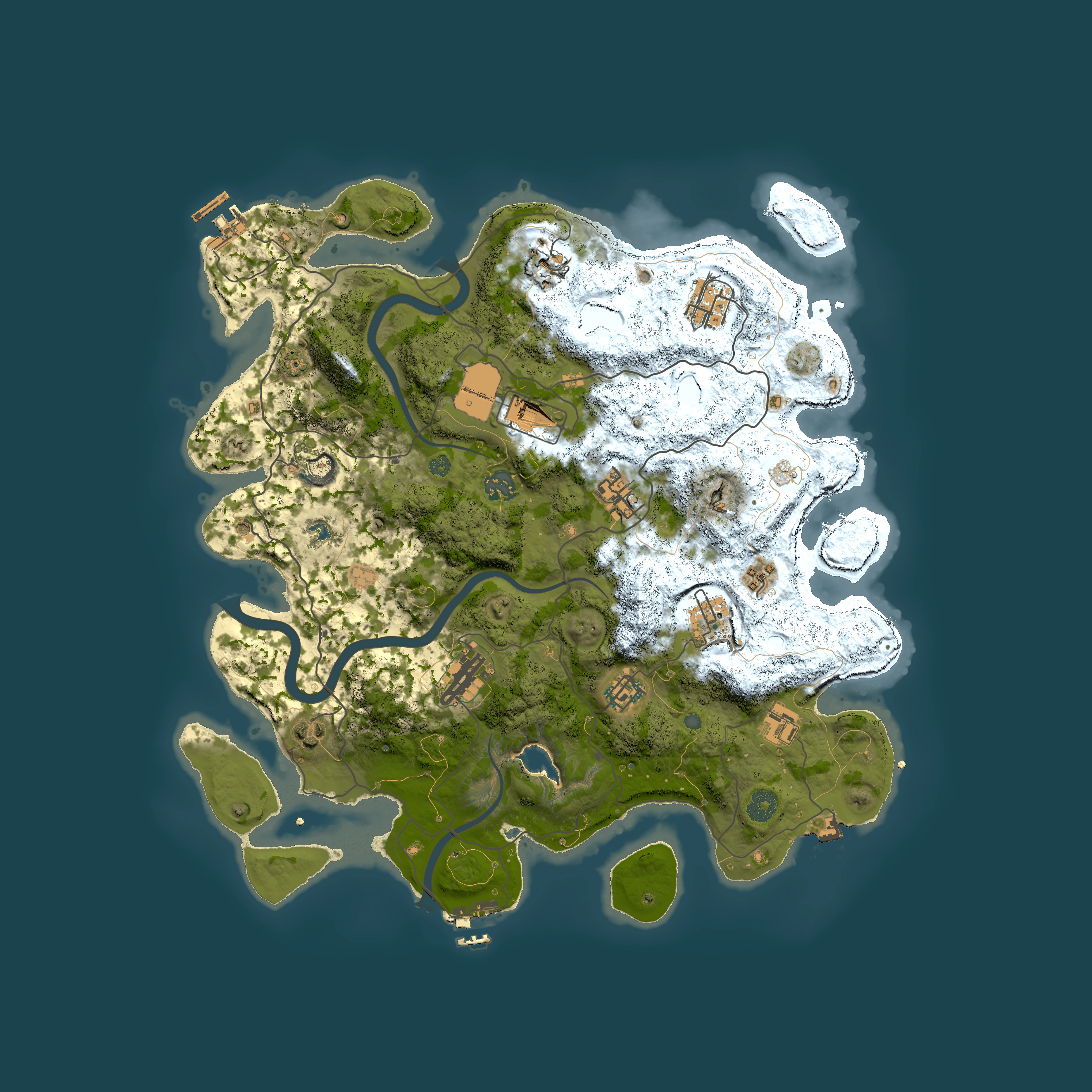 Full top-down render of Rust map seed 866567243, 4000x4000m