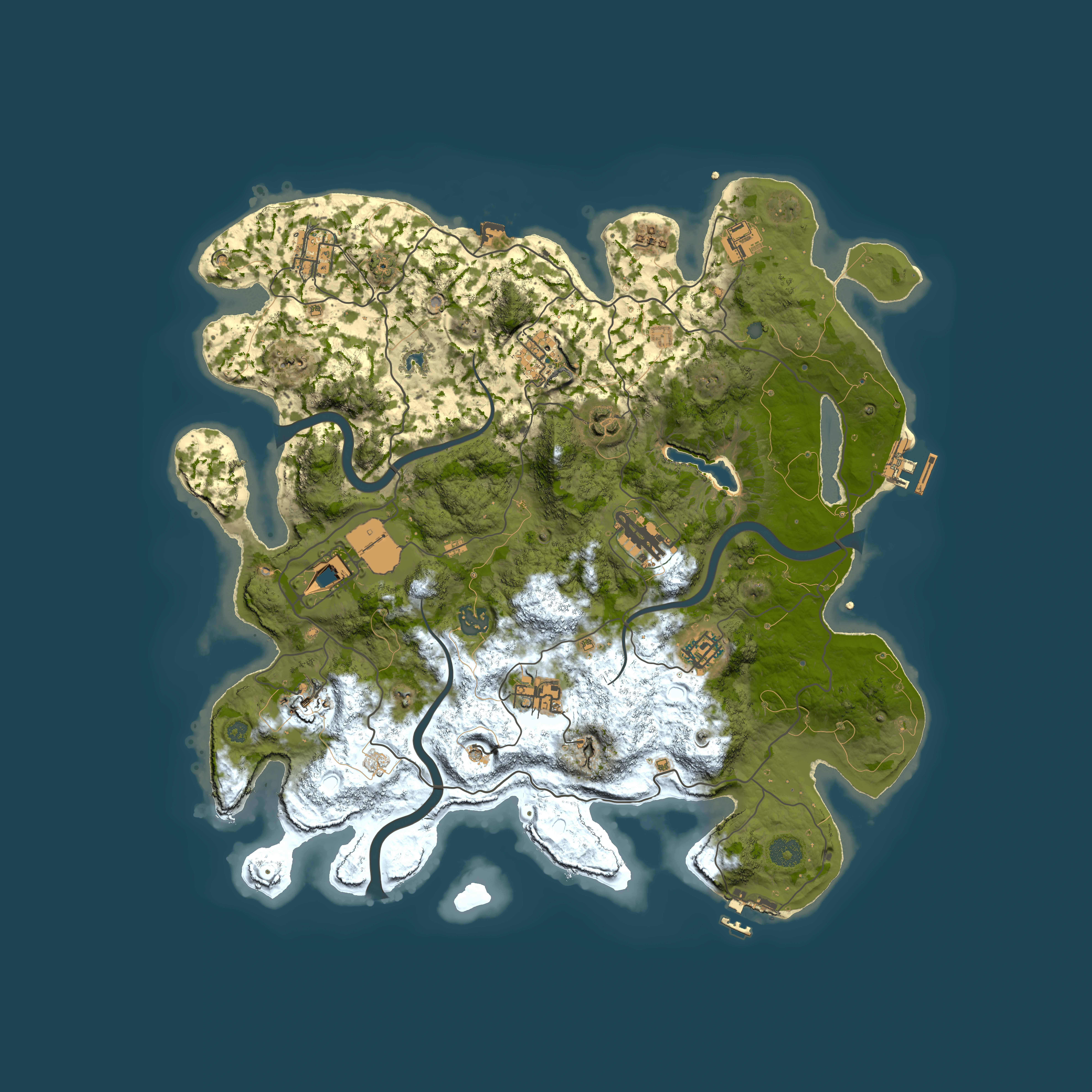 Full top-down render of Rust map seed 1306182602, 4000x4000m